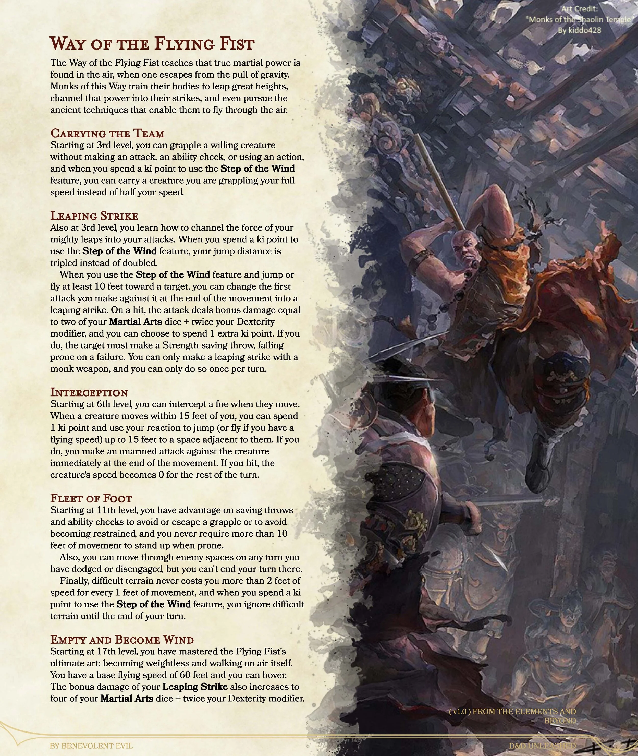 The Way of the Flying Fist (Monk) — DND Unleashed A Homebrew Expansion