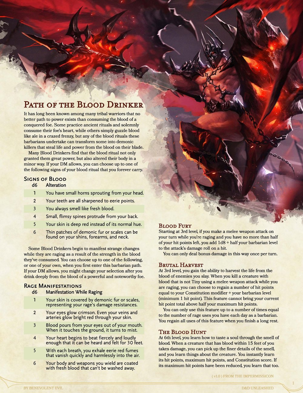 The Path of the Blood Drinker (Barbarian) — DND Unleashed A Homebrew