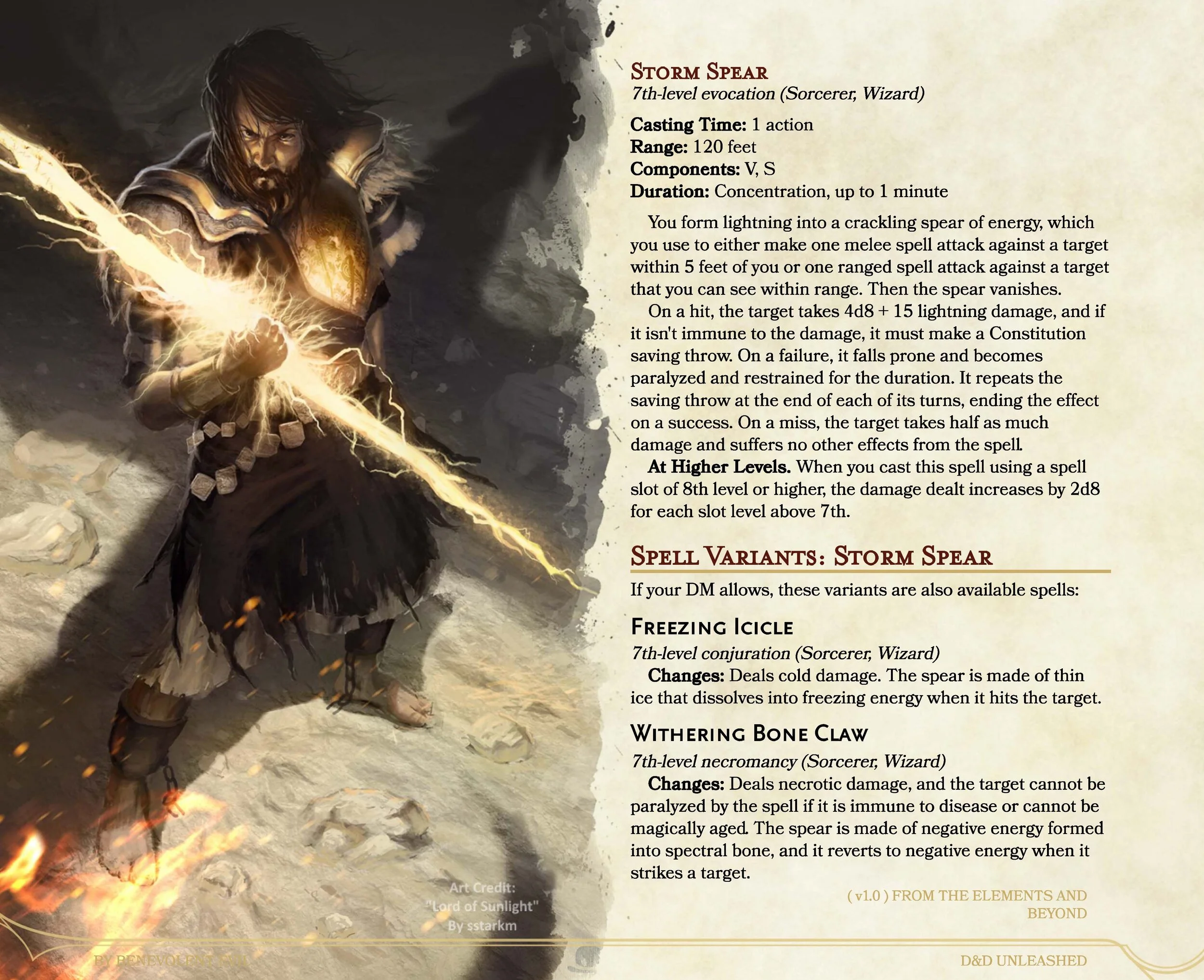 New Spells Storm Spear & Variants — DND Unleashed A Homebrew