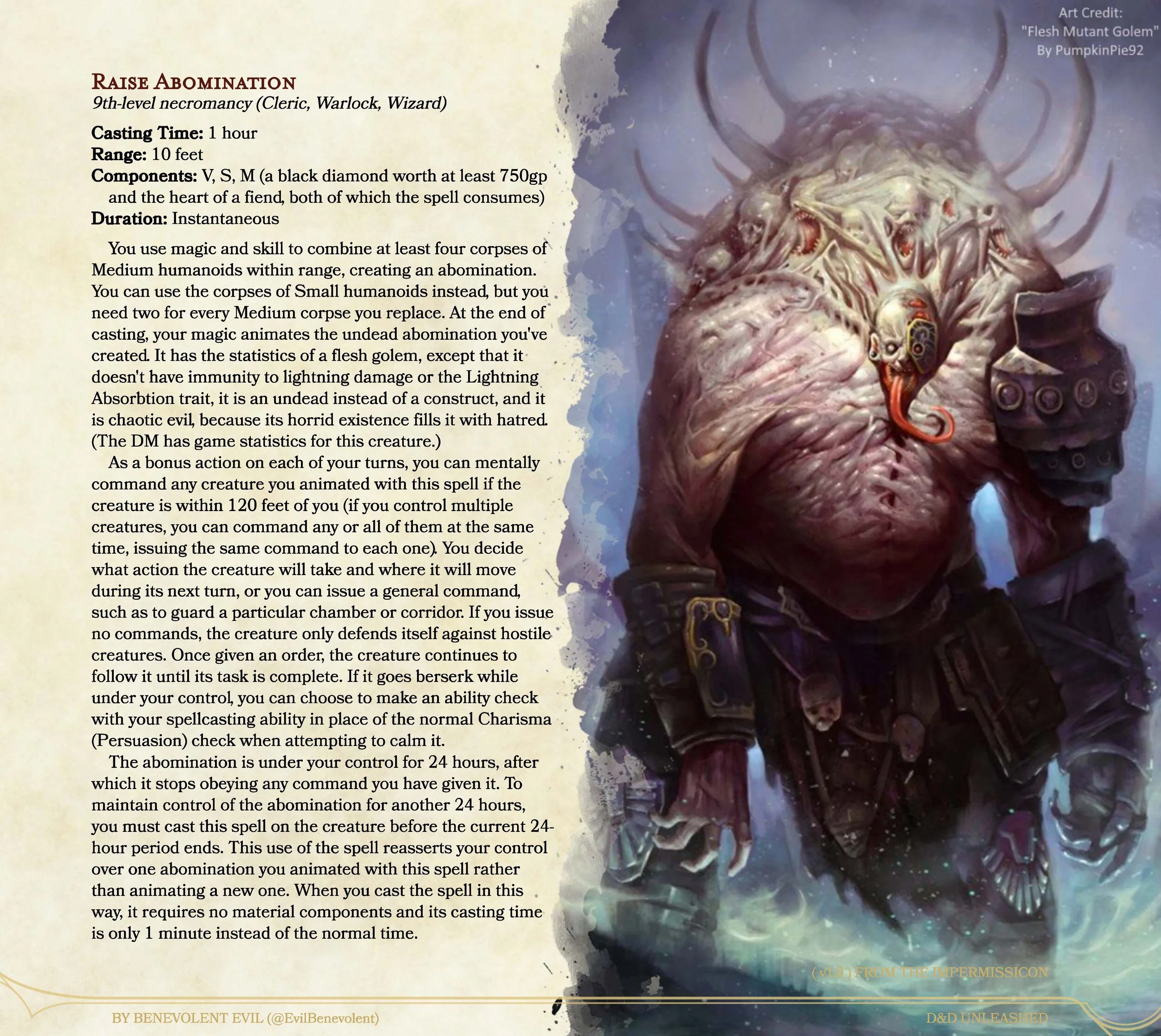 New Spell: Raise Abomination