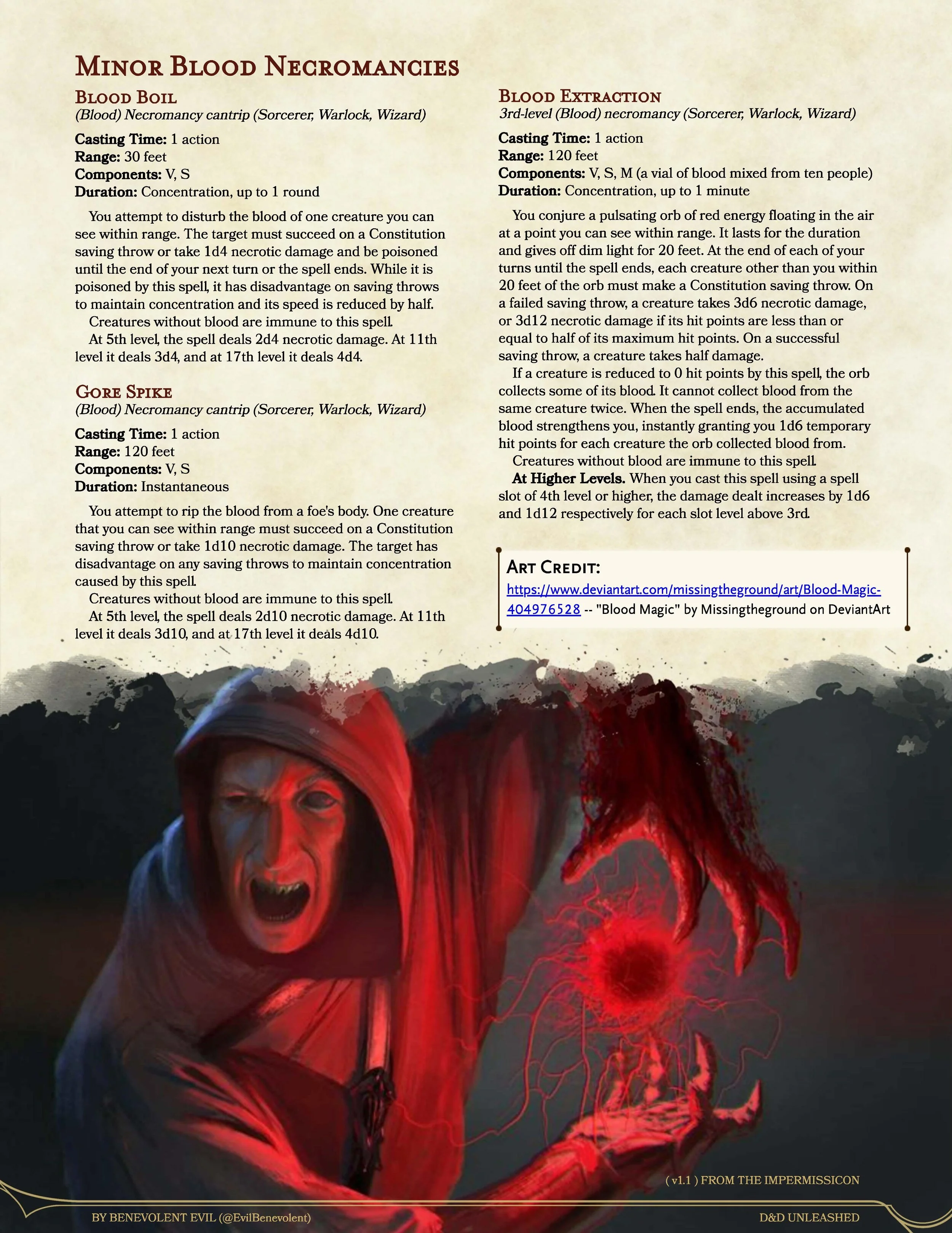 Minor Blood Magic Updated — DND Unleashed A Homebrew Expansion for 5th