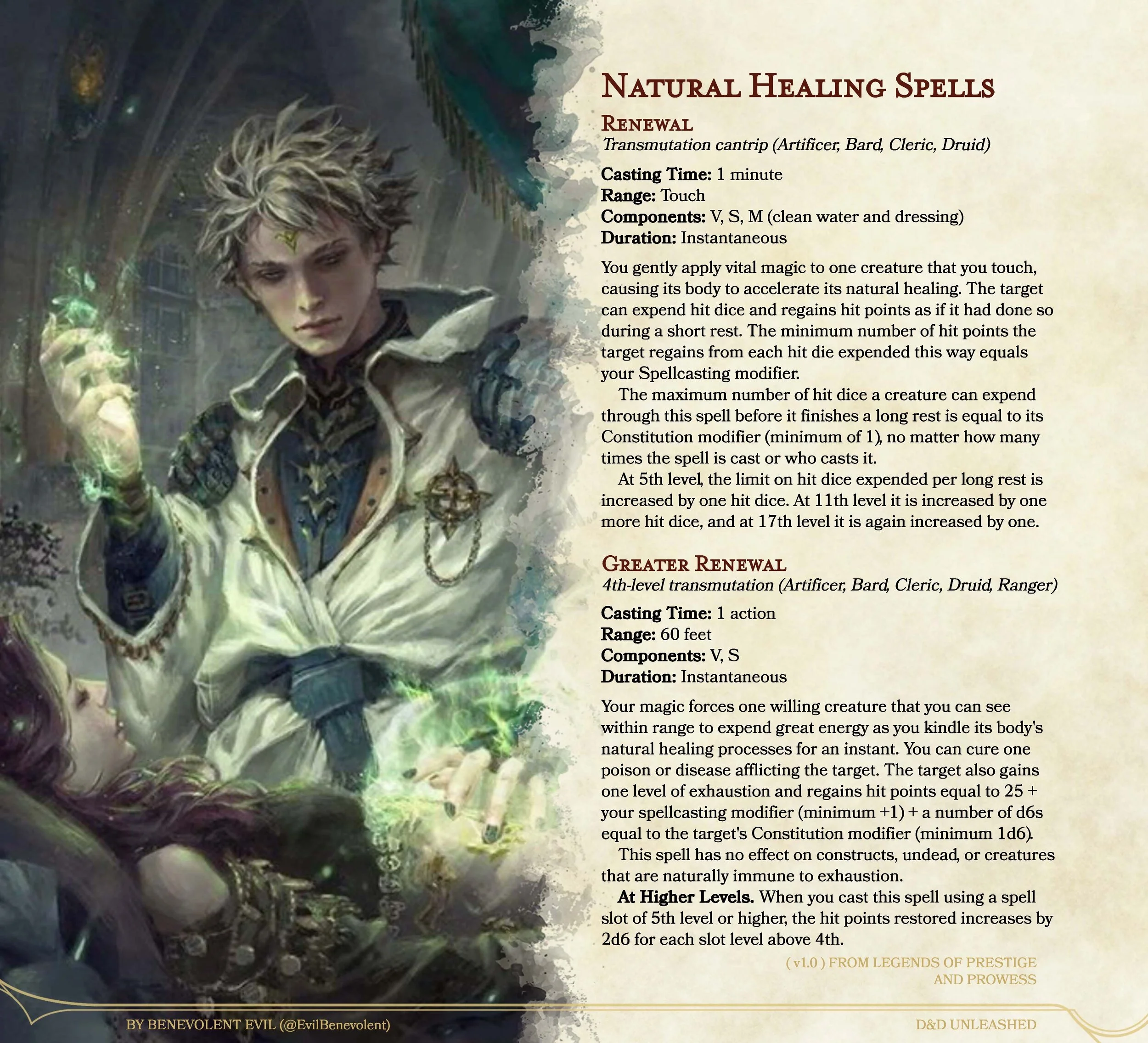 New Spells Natural Healing Magic — DND Unleashed A Homebrew Expansion