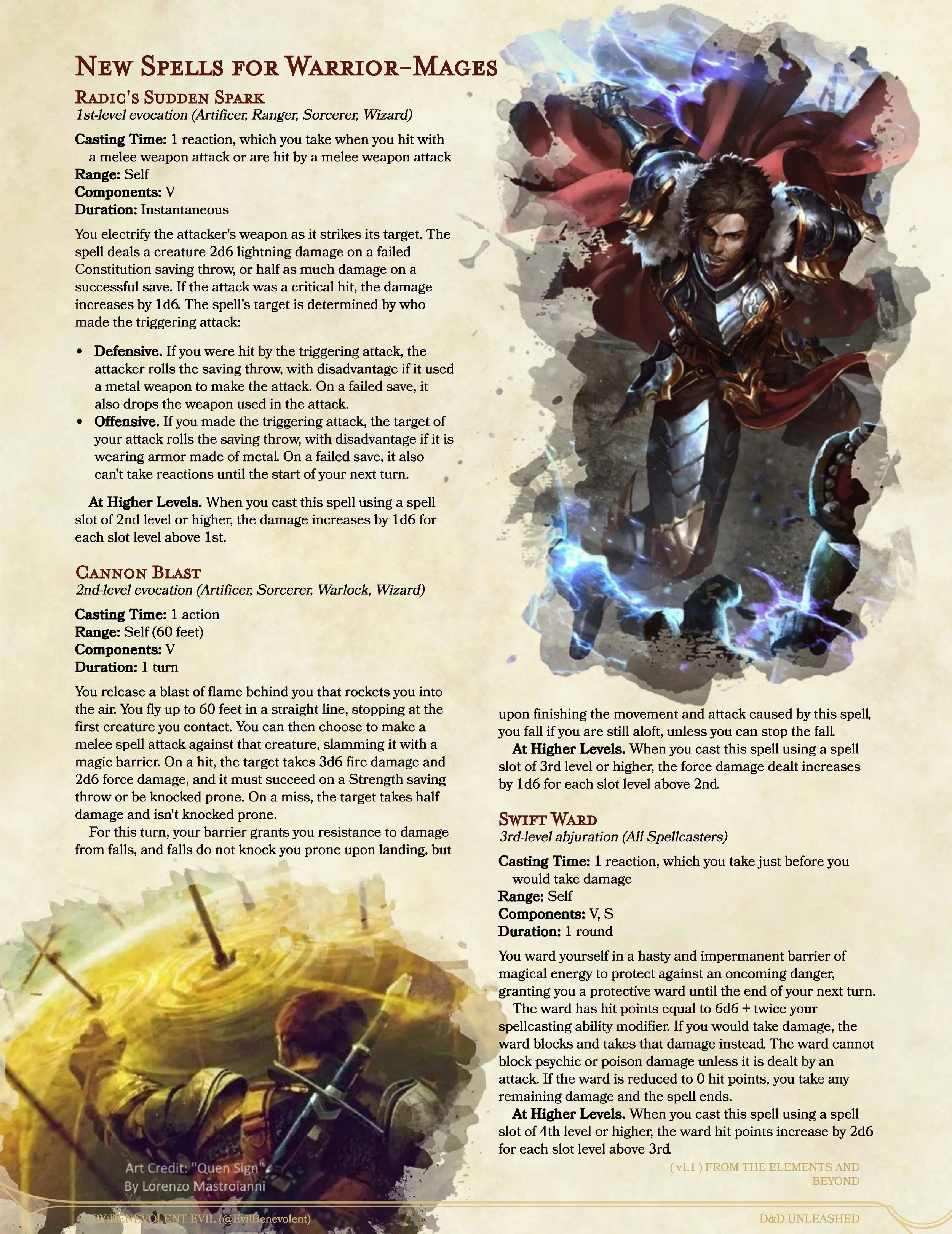 Updated Spells for WarriorMages — DND Unleashed A Homebrew Expansion