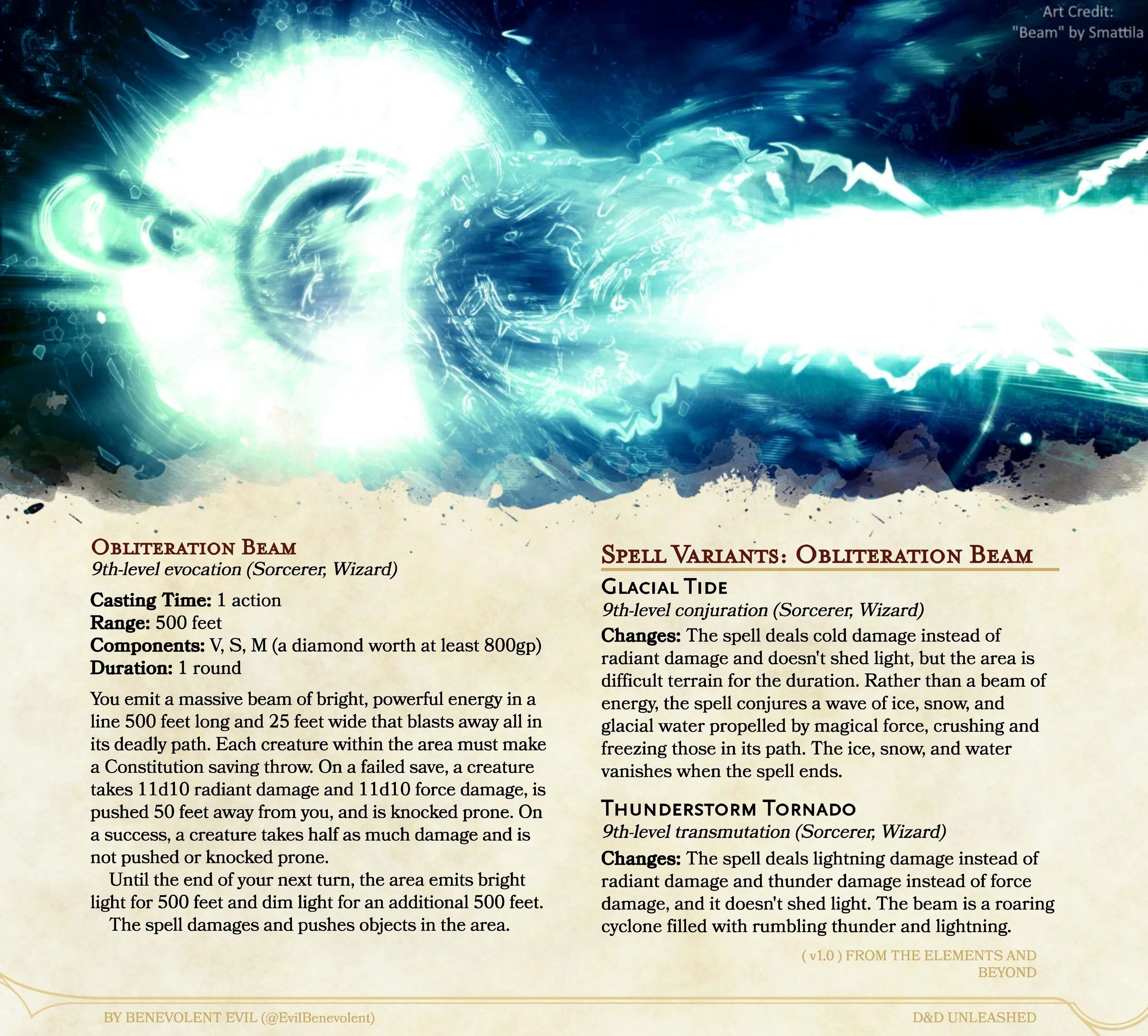 New Spells Obliteration Beam & Variants — DND Unleashed A Homebrew