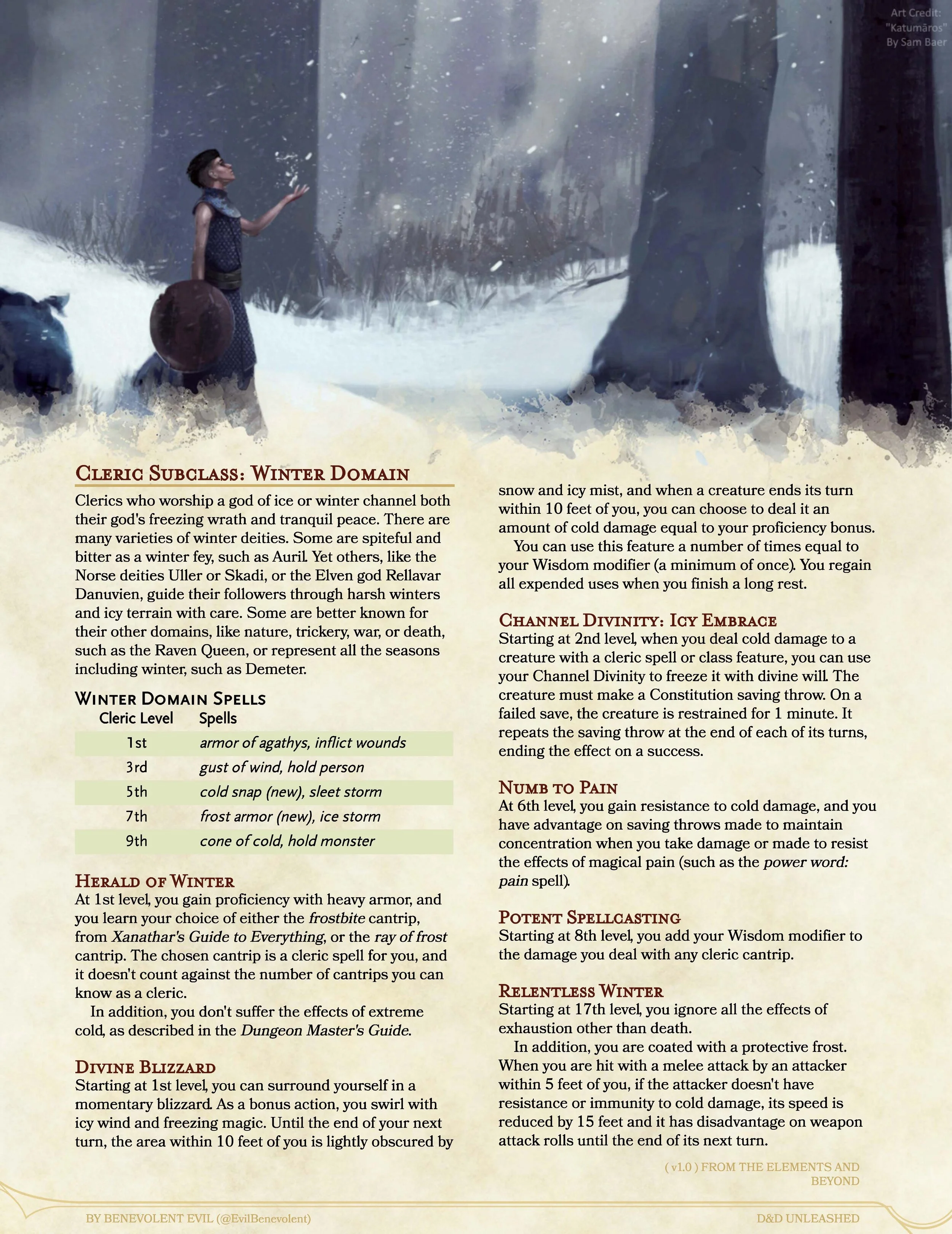 The Winter Domain (Cleric) — DND Unleashed: A Homebrew Expansion 