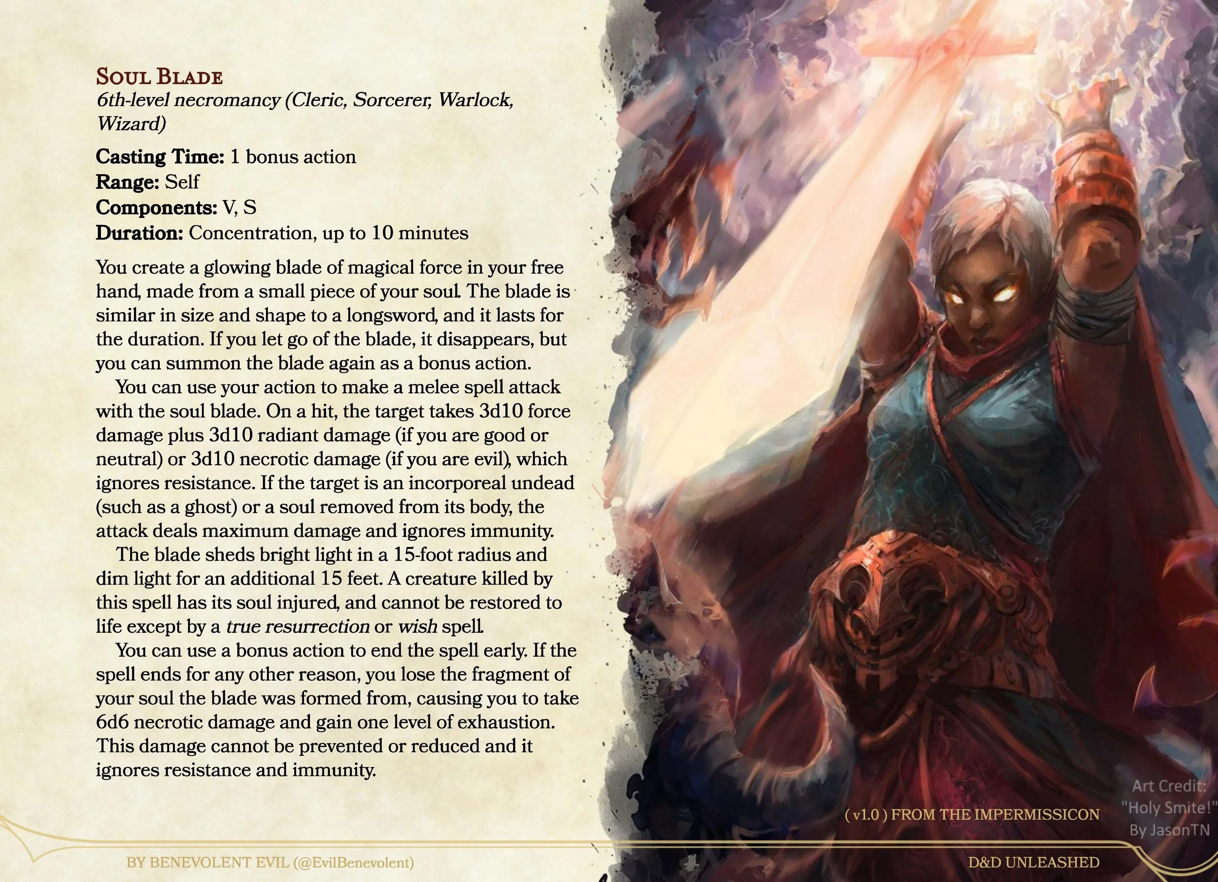 Smite Spell New Spell: Soul Blade — DND Unleashed: A Homebrew Expansion for 5th ...