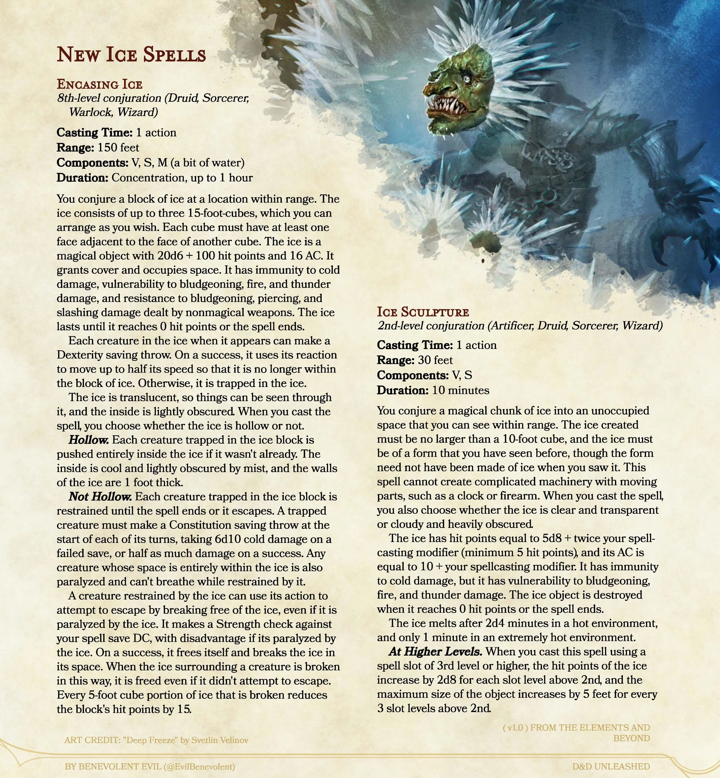 New Spells: Ice Conjurations — DND Unleashed: A Homebrew Expansion for ...