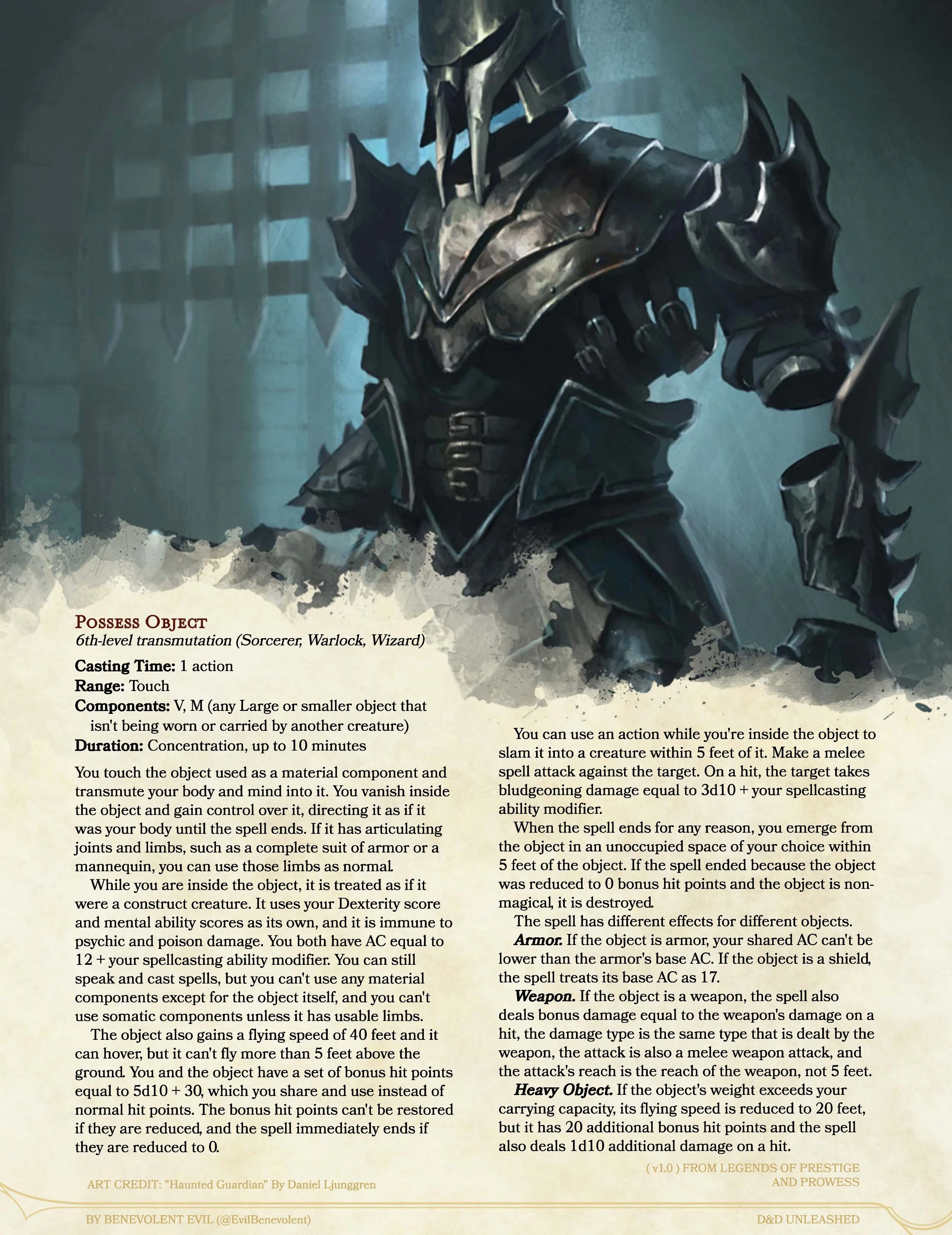 New Spell: Possess Object — DND Unleashed: A Homebrew Expansion 