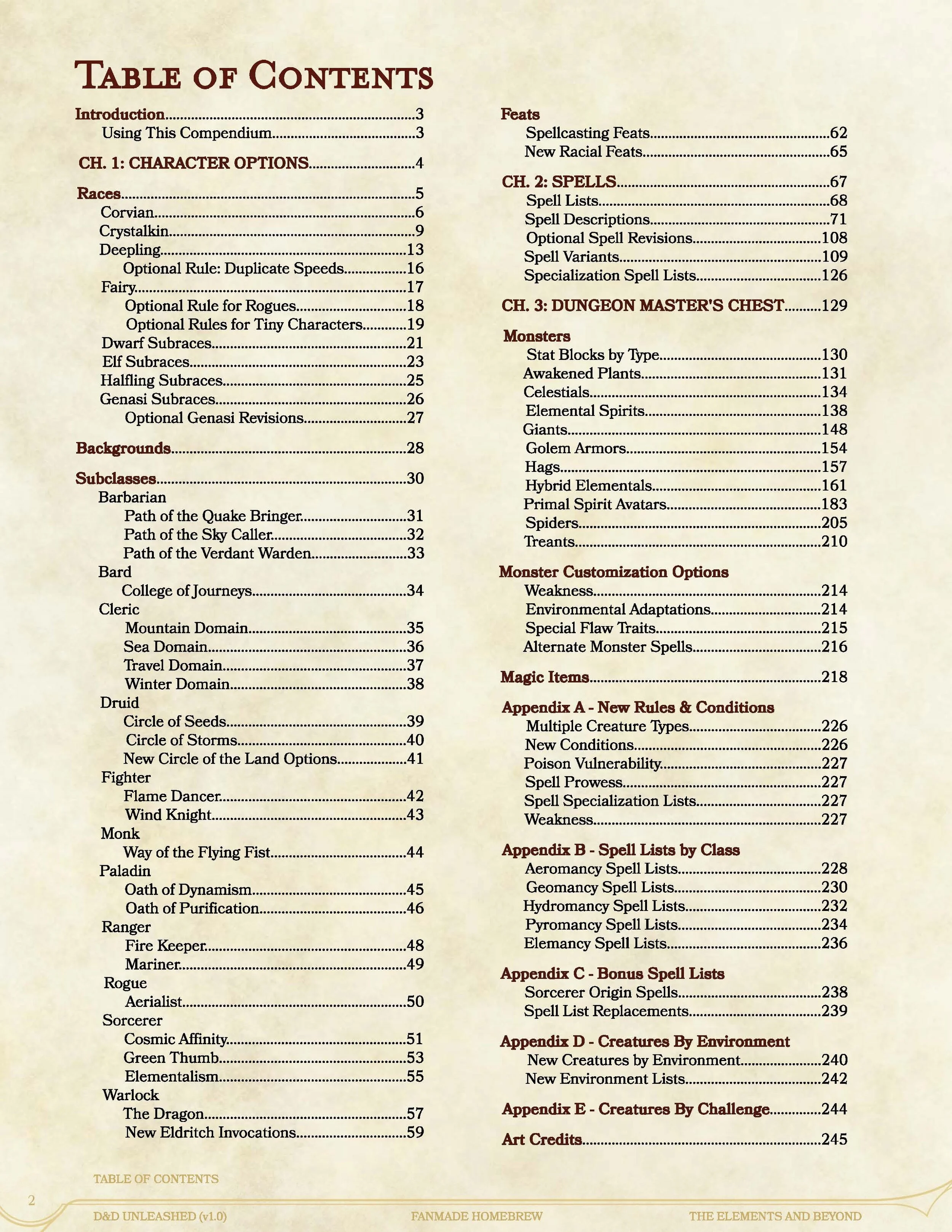 Table of Contents Preview for Elements