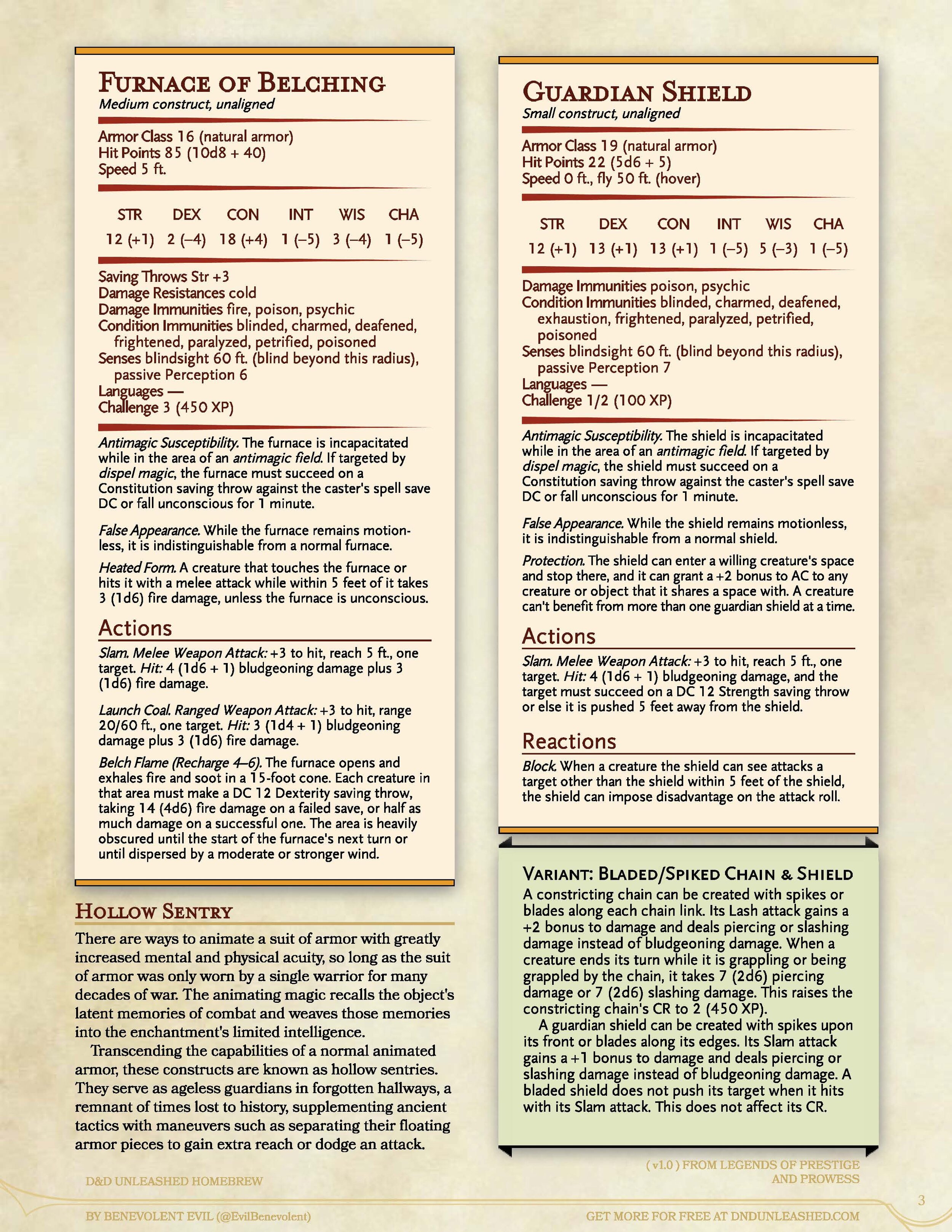 New Monsters: Animated Objects — DND Unleashed: A Homebrew Expansion ...