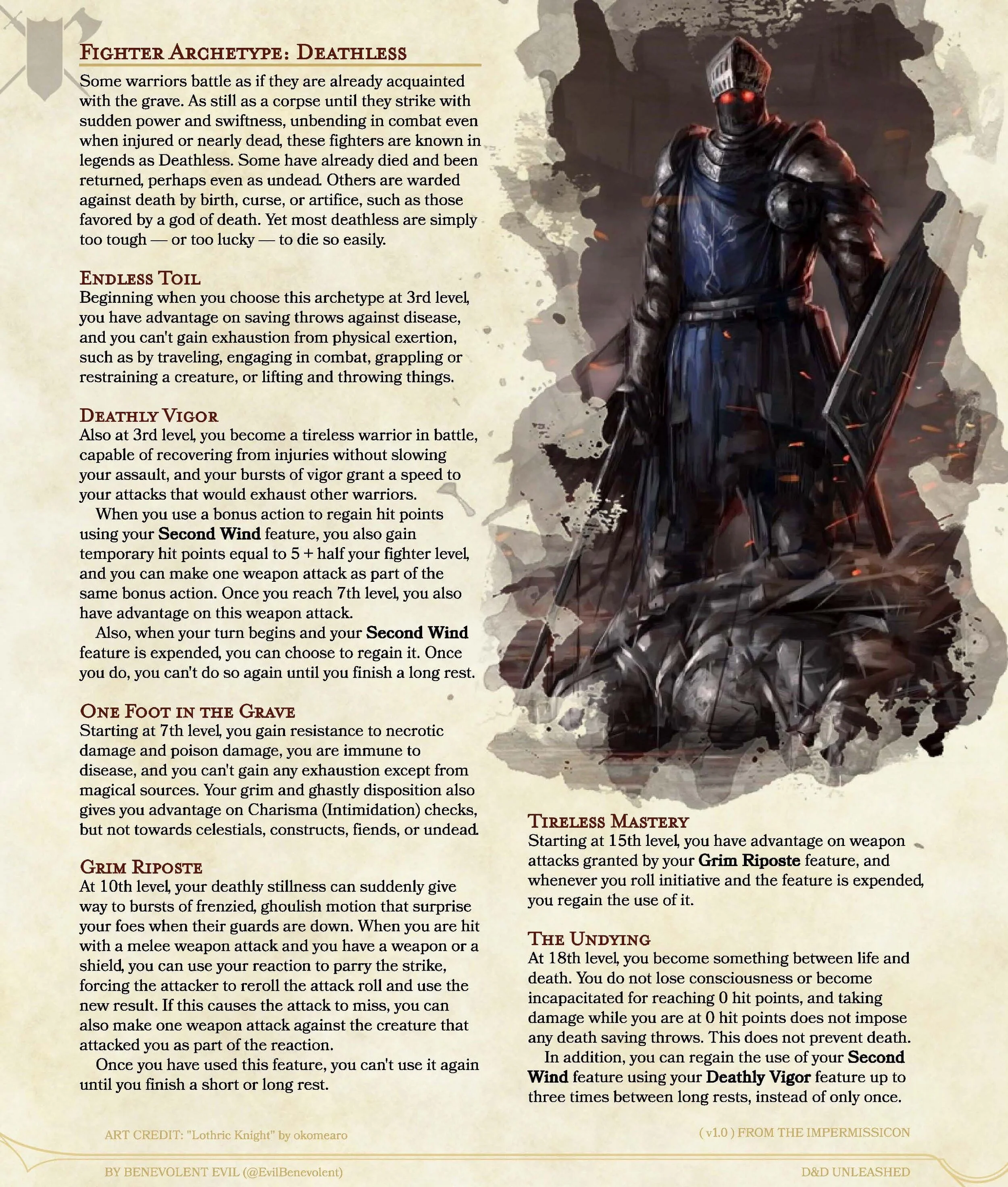 The Deathless (Fighter) — DND Unleashed A Homebrew Expansion for 5th
