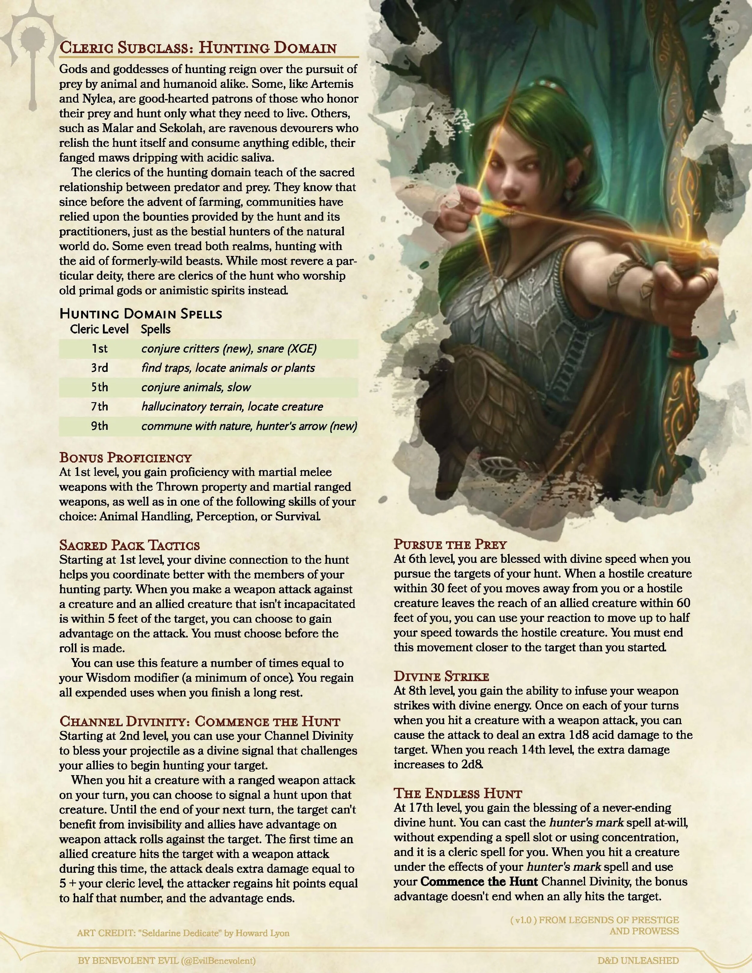 The Hunting Domain (Cleric) — DND Unleashed A Homebrew Expansion for