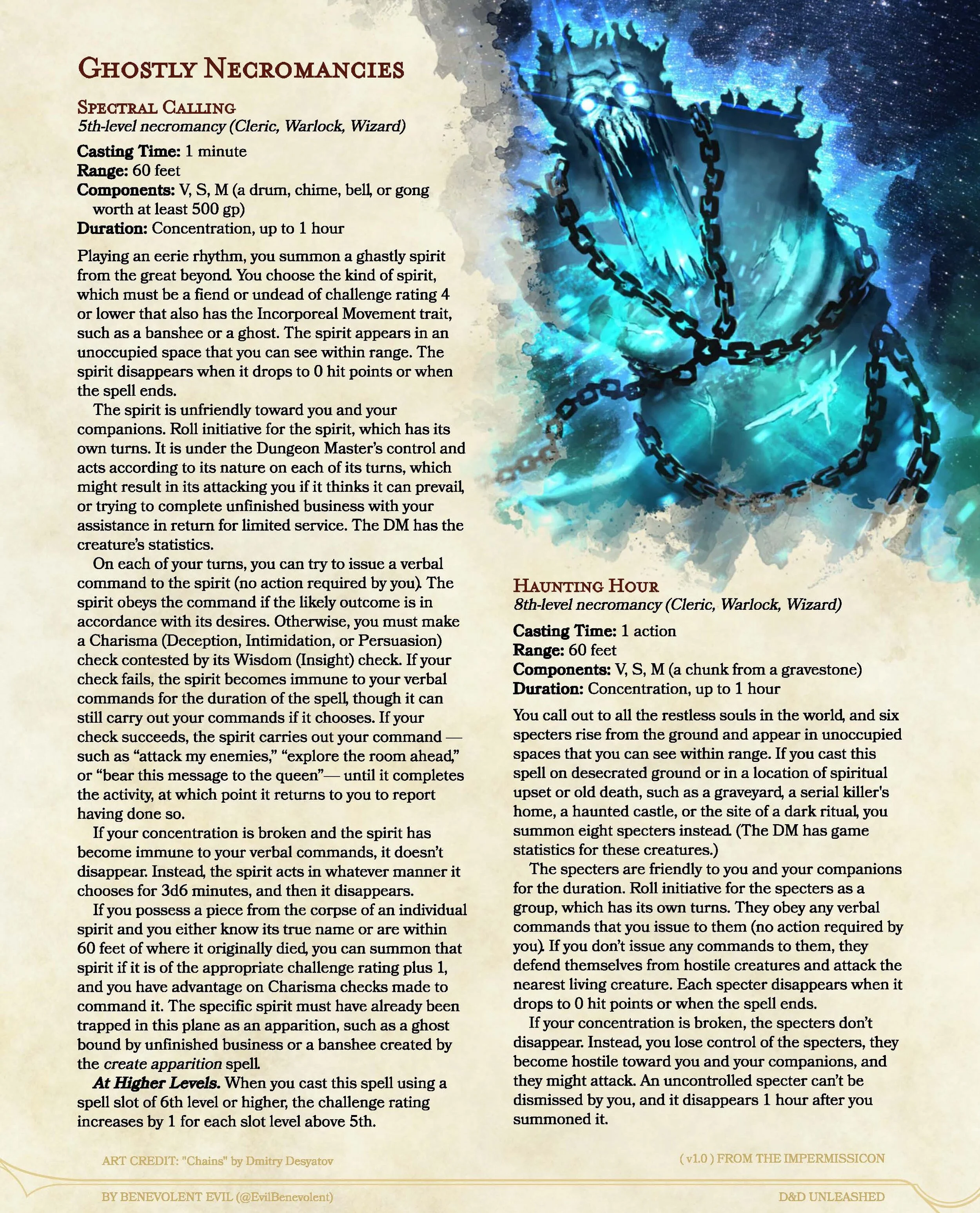 New Spells Ghostly Necromancies — DND Unleashed A Homebrew Expansion