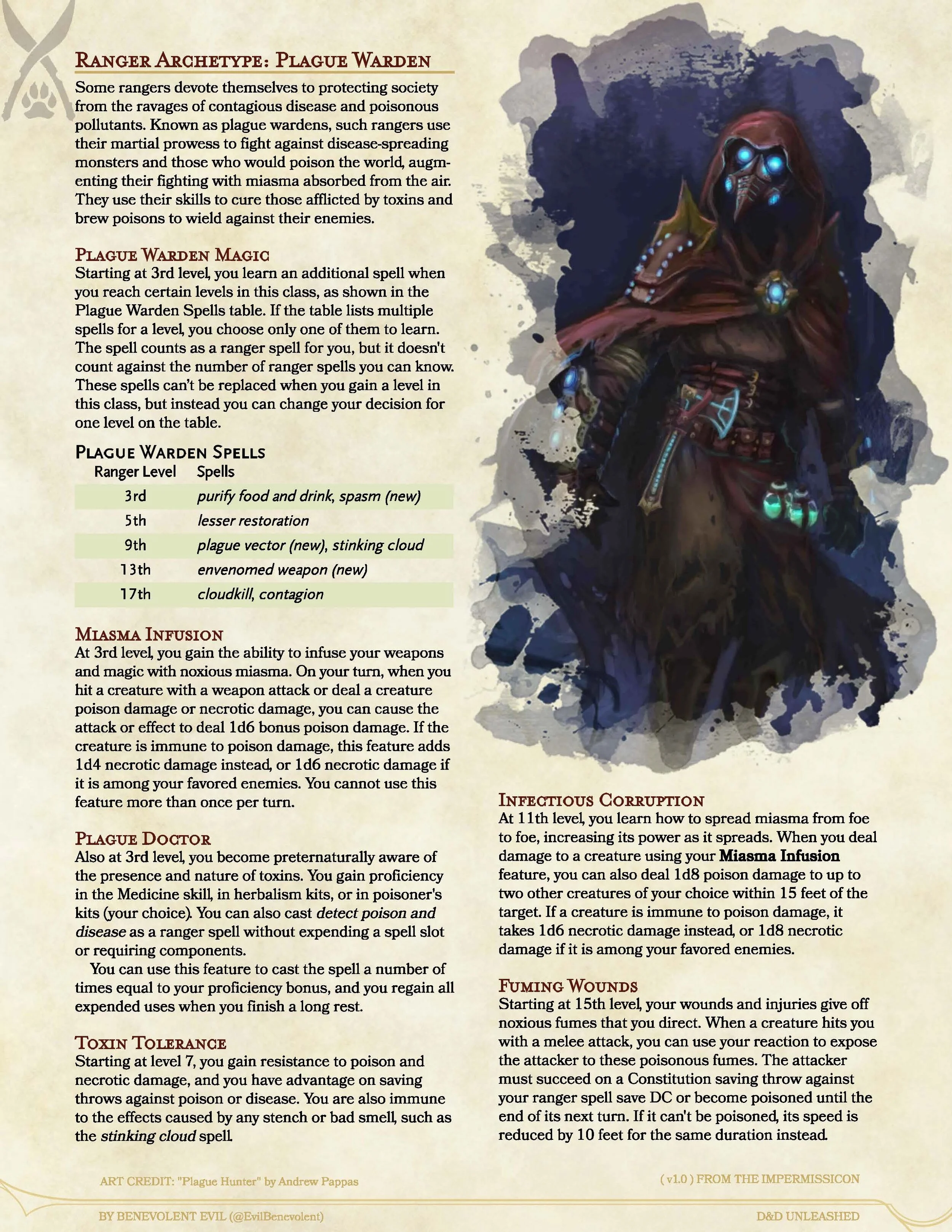 The Plague Warden (Ranger) — DND Unleashed A Homebrew Expansion for