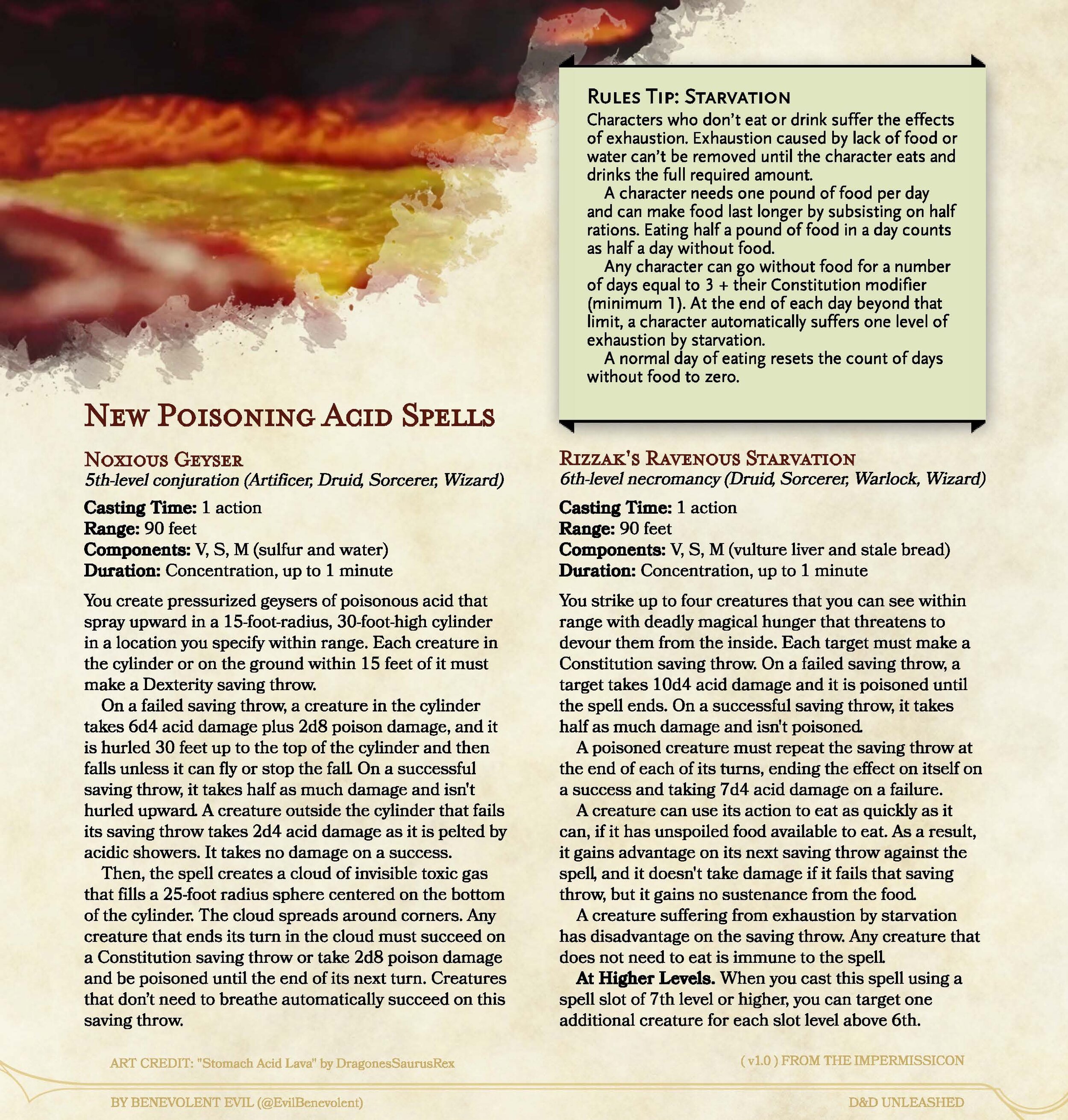 New Spells Poisoning Acid — DND Unleashed A Homebrew Expansion for