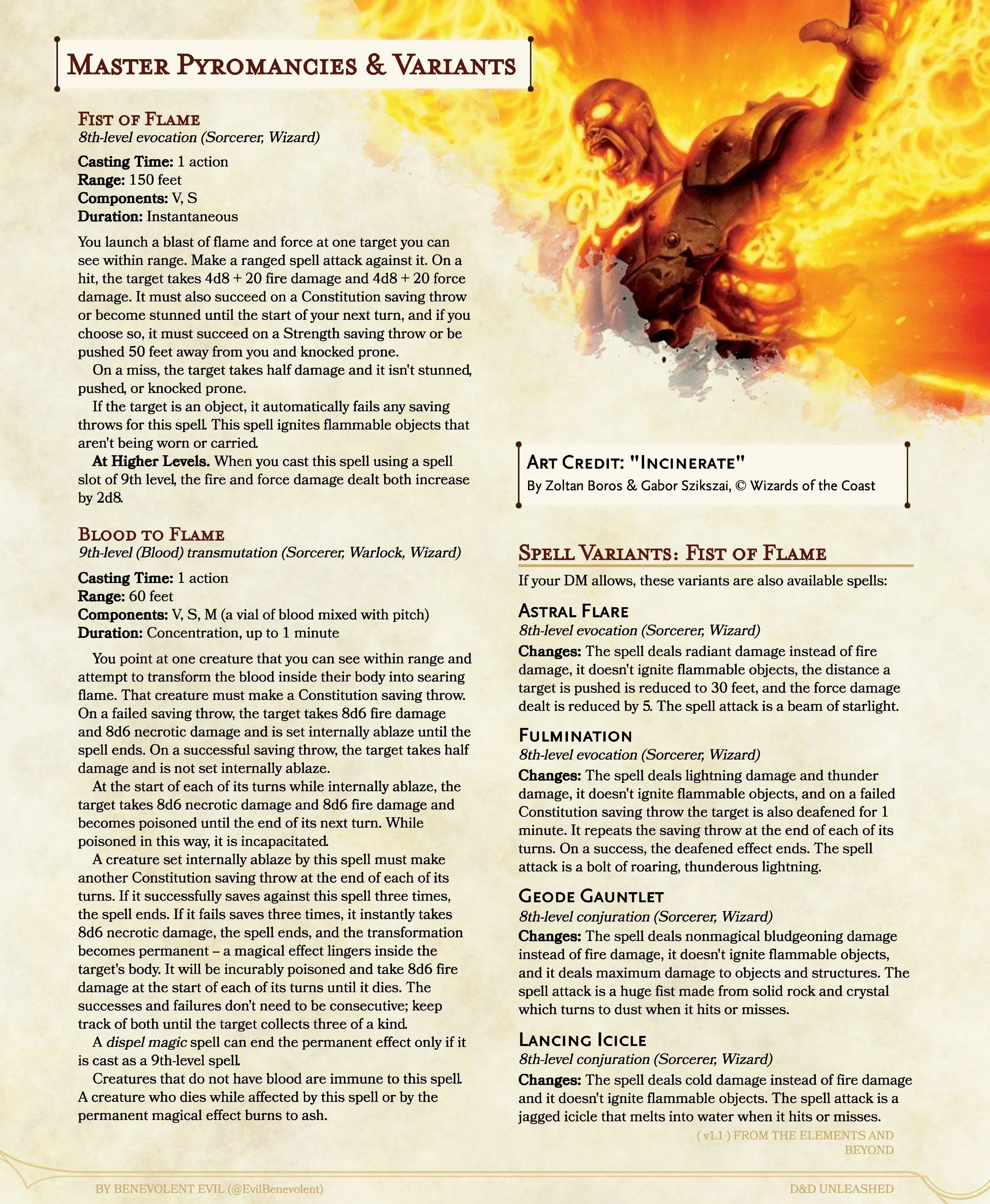 Master Pyromancies — DND Unleashed A Homebrew Expansion for 5th