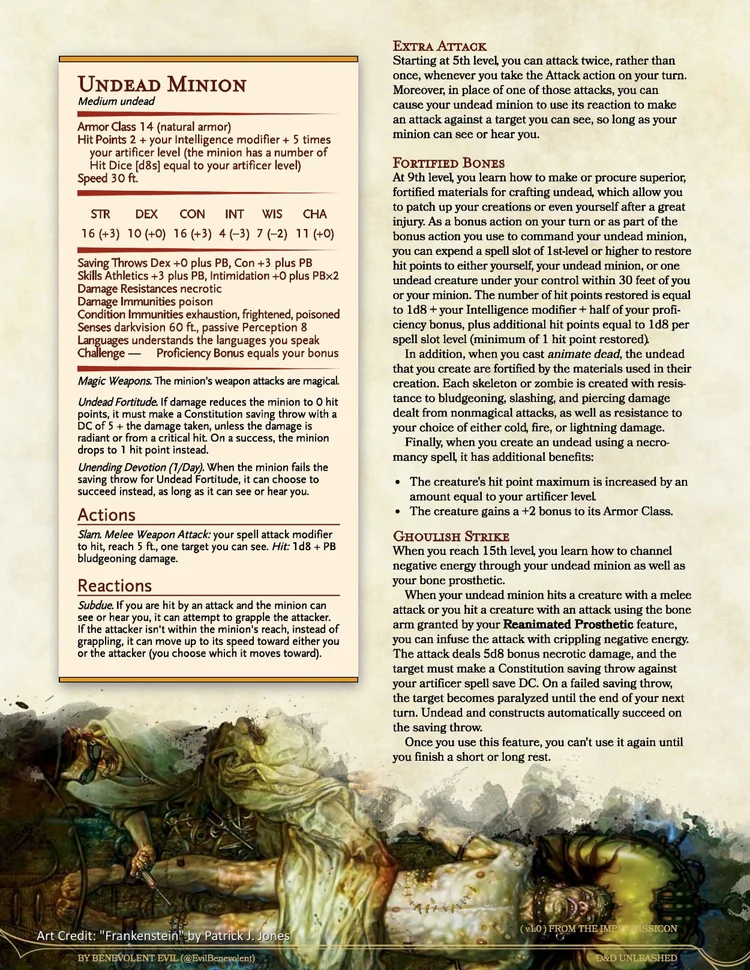 The Bone Cobbler (Artificer) — DND Unleashed A Homebrew Expansion for
