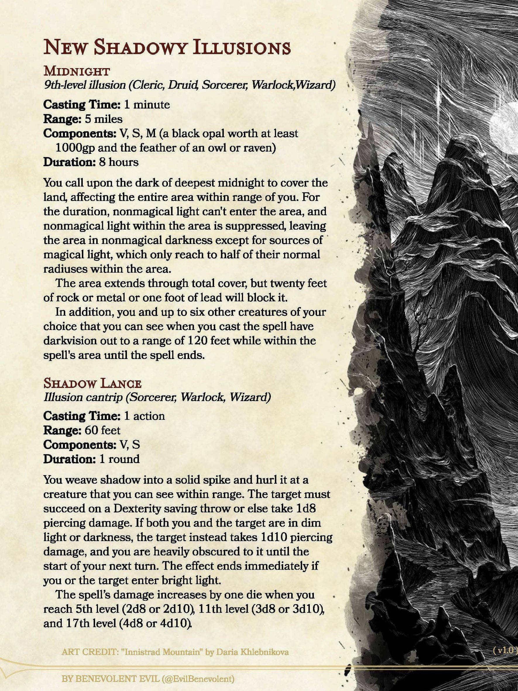 New Spells: Shadowy Illusions — DND Unleashed: A Homebrew 