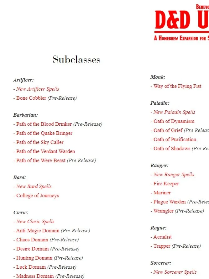 Website Layout Changes