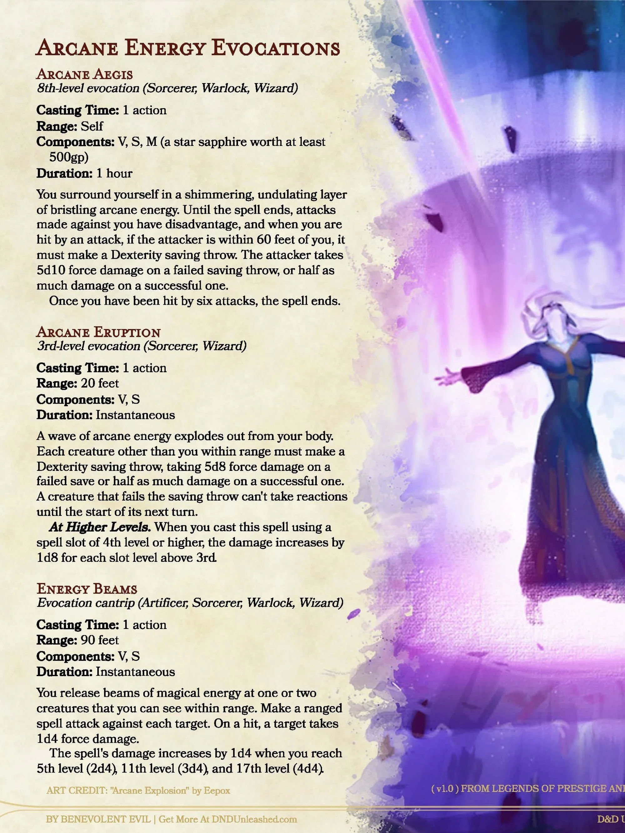 New Spells: Arcane Evocations