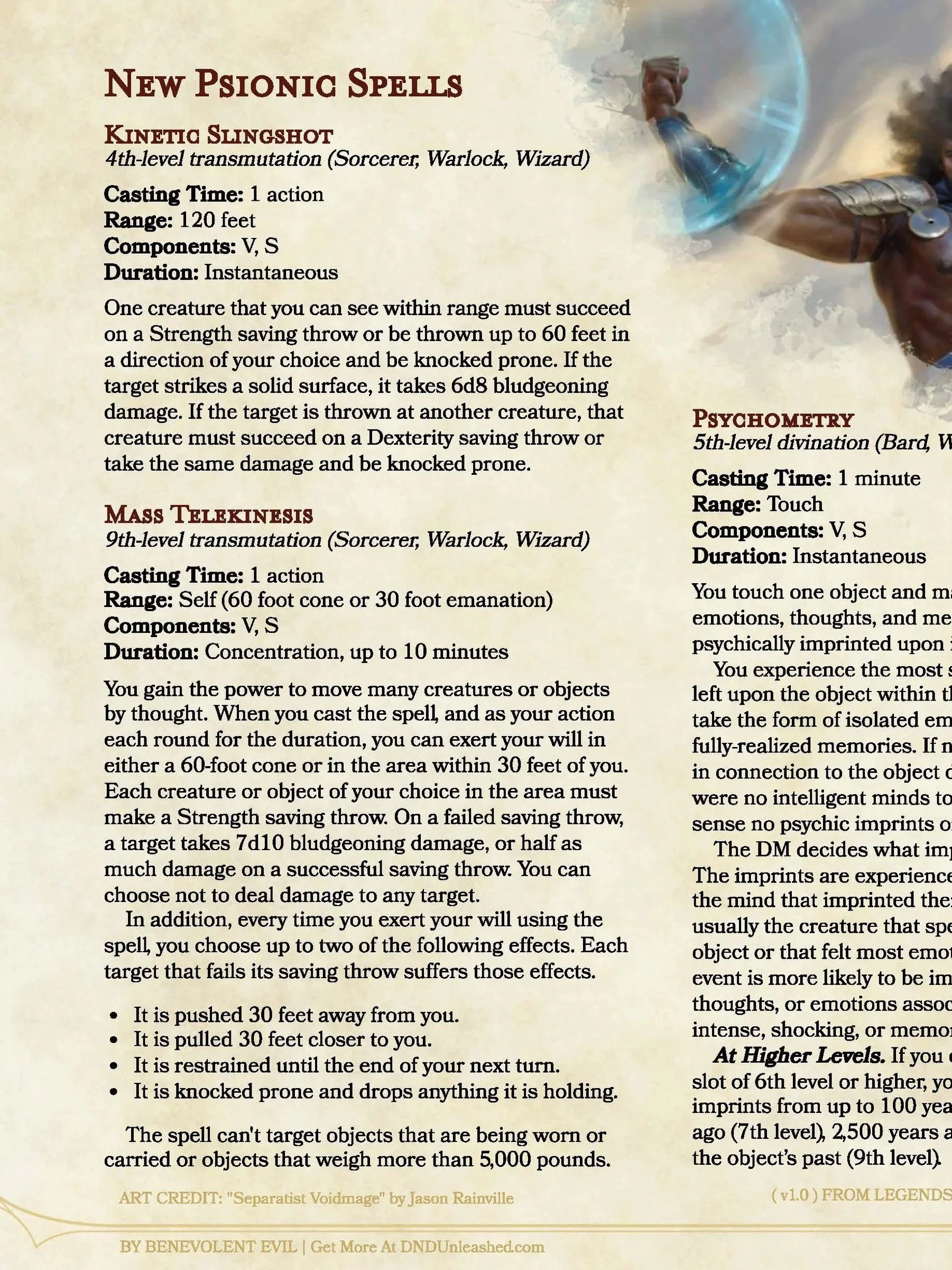 New Spells: Psionics