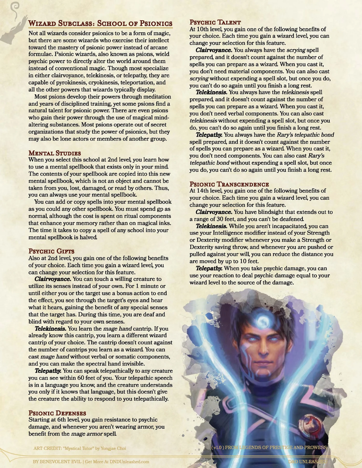 The School of Psionics (Wizard) — DND Unleashed: A Homebrew Expansion ...