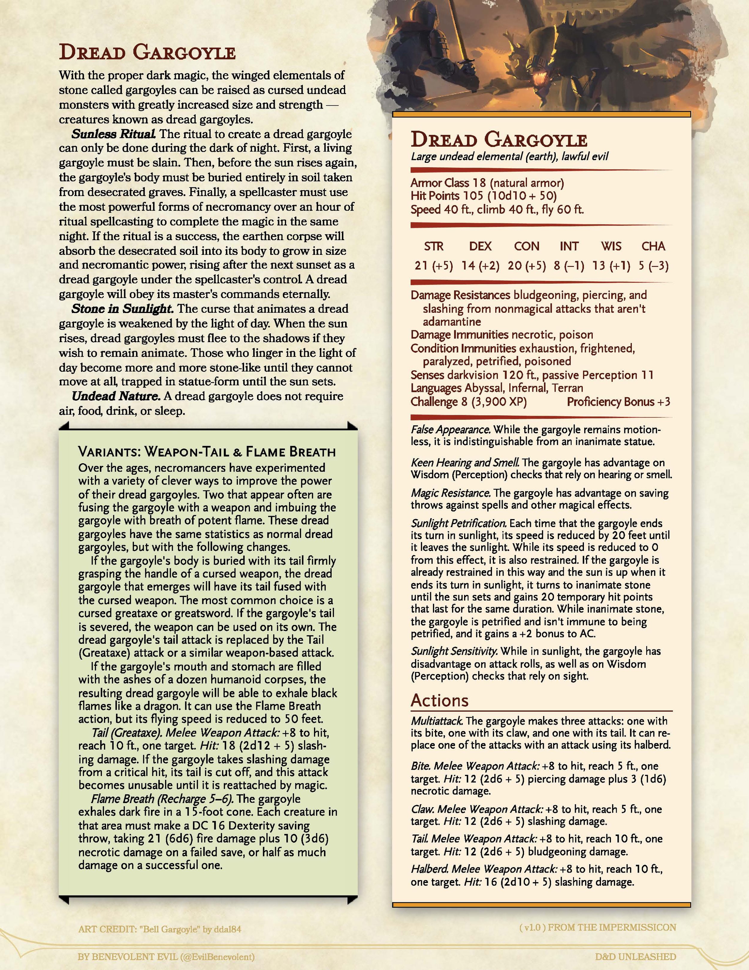 Dread Rules.pdf New Monster: Dread Gargoyle — DND Unleashed: A Homebrew Expansion for ...