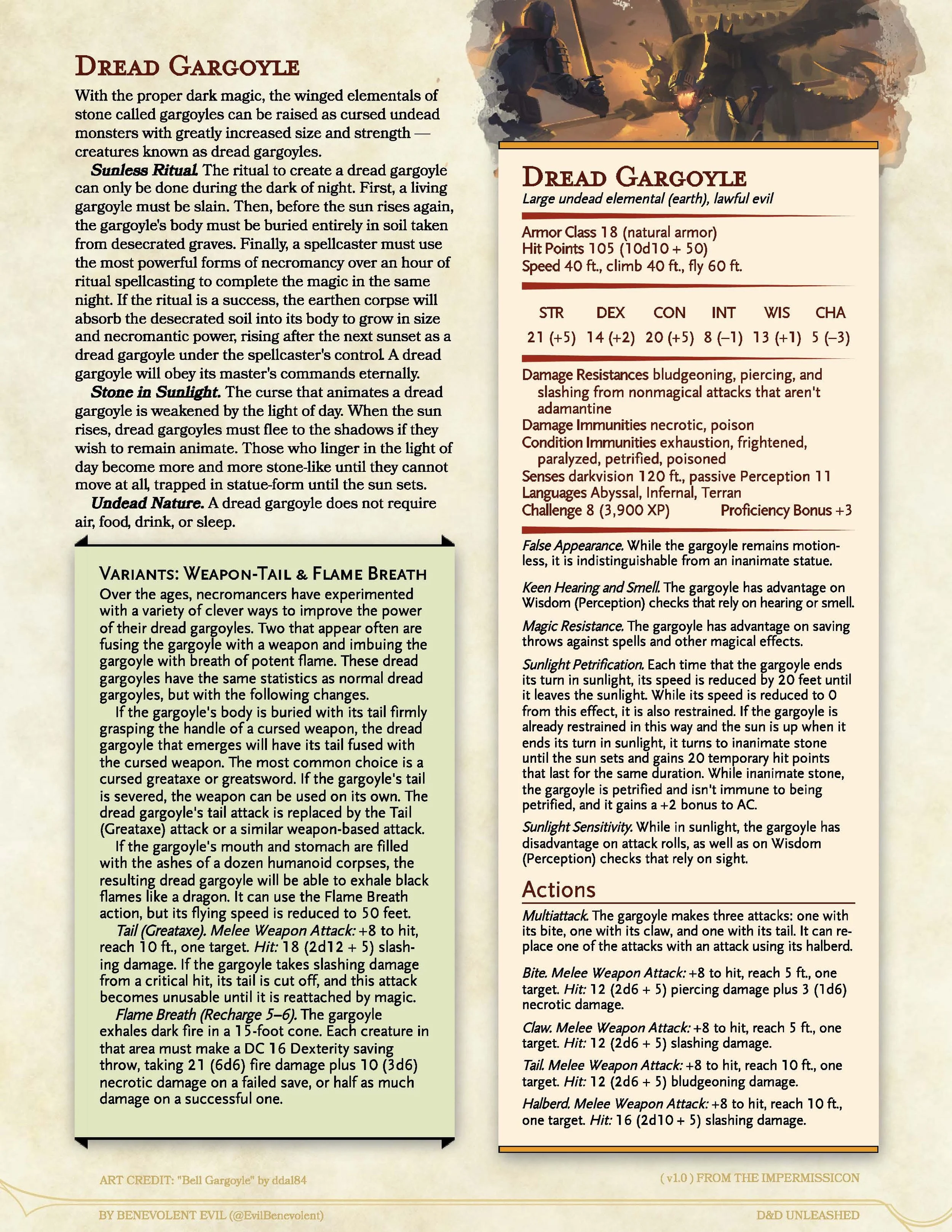 New Monster Dread Gargoyle — DND Unleashed A Homebrew Expansion for