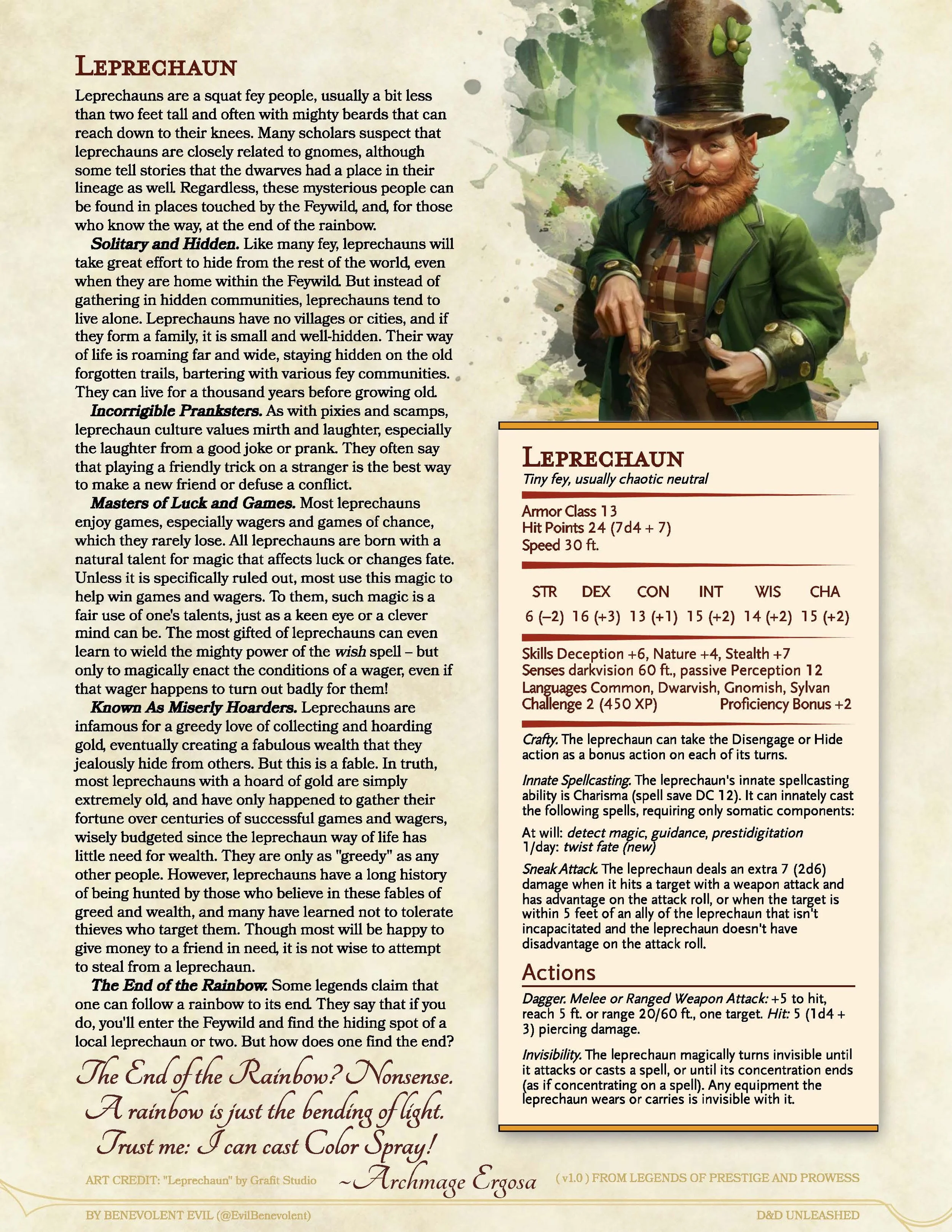 New Monster Leprechaun — DND Unleashed A Homebrew Expansion for 5th