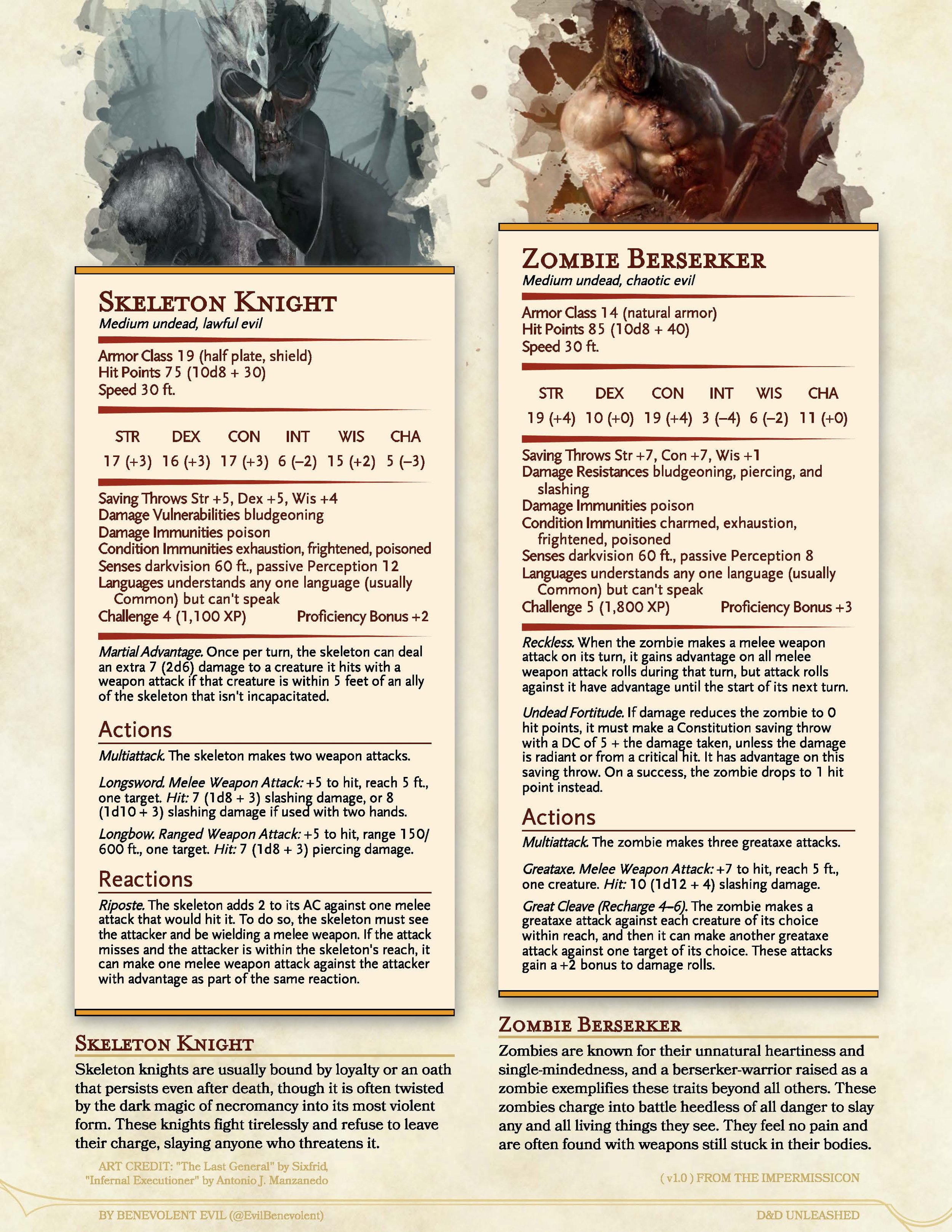 New Monsters Undead Warriors — DND Unleashed A Homebrew Expansion for