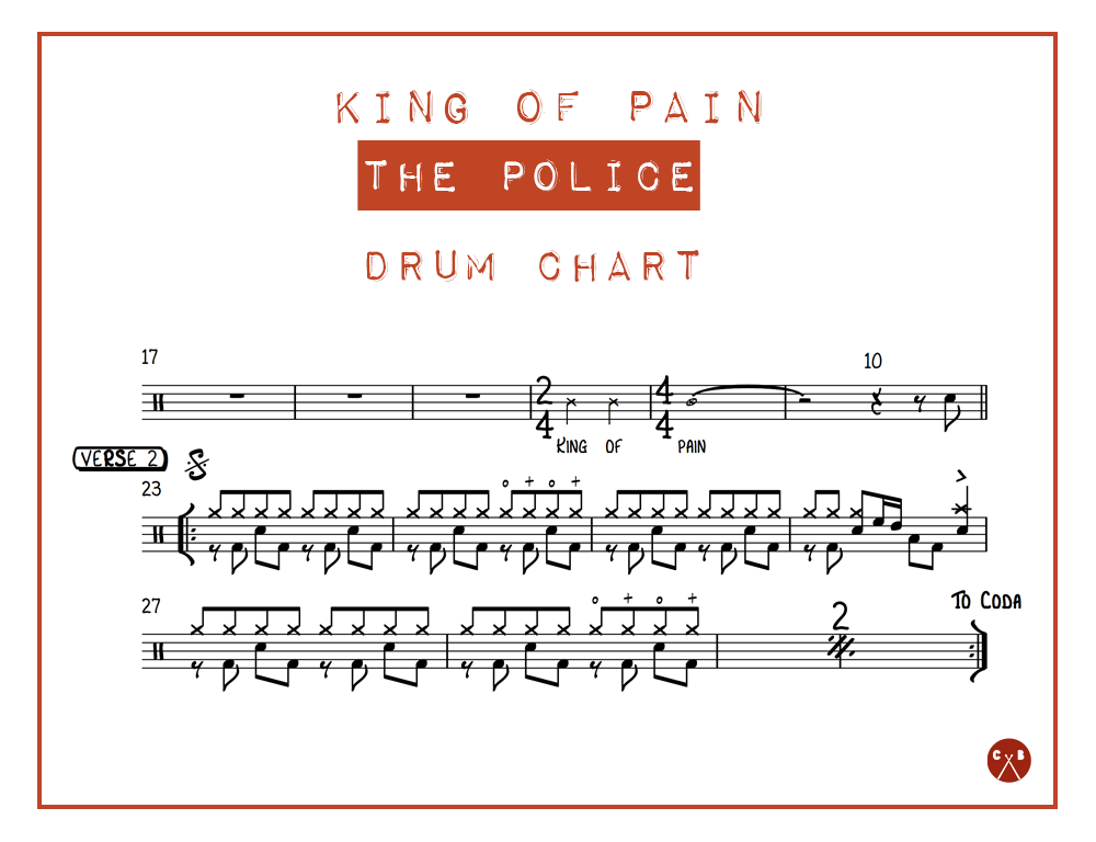 King Of Pain The Police Drum Chart Cypress Bartlett