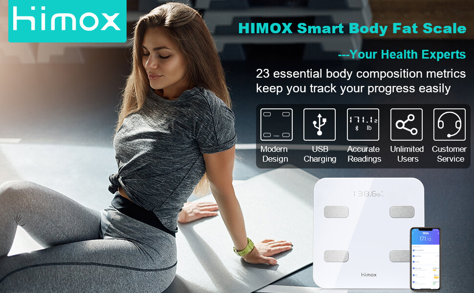 HIMOX Body Fat Scale, Highly Accurate Smart Bluetooth Digital