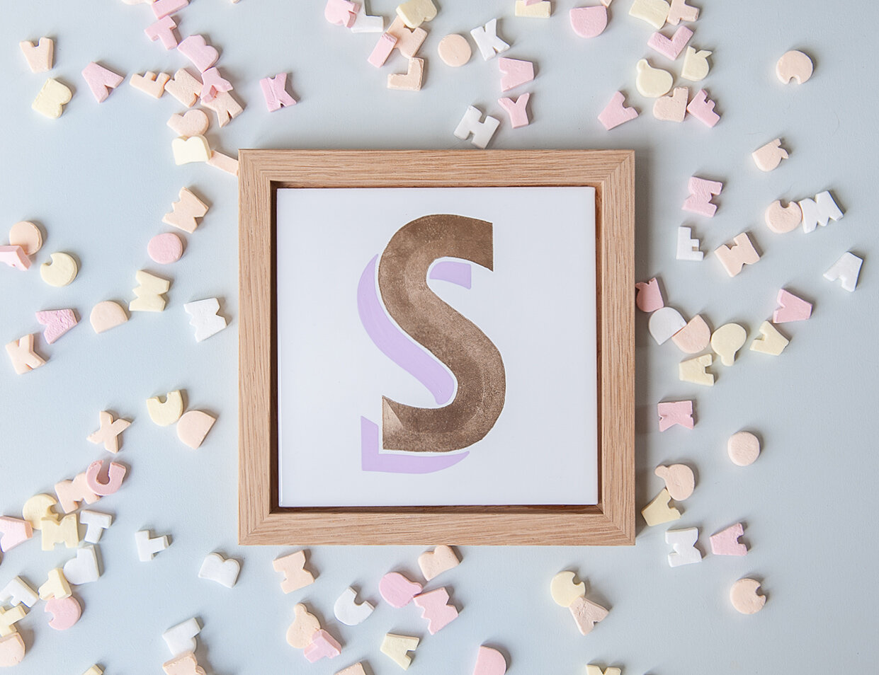 Prismatic Pastel &amp; Gold Alphabet Tiles
