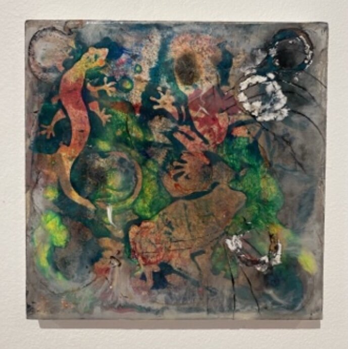 Taira Davis, untitled, high flow acrylic monoprint, 2021, 8"x8"