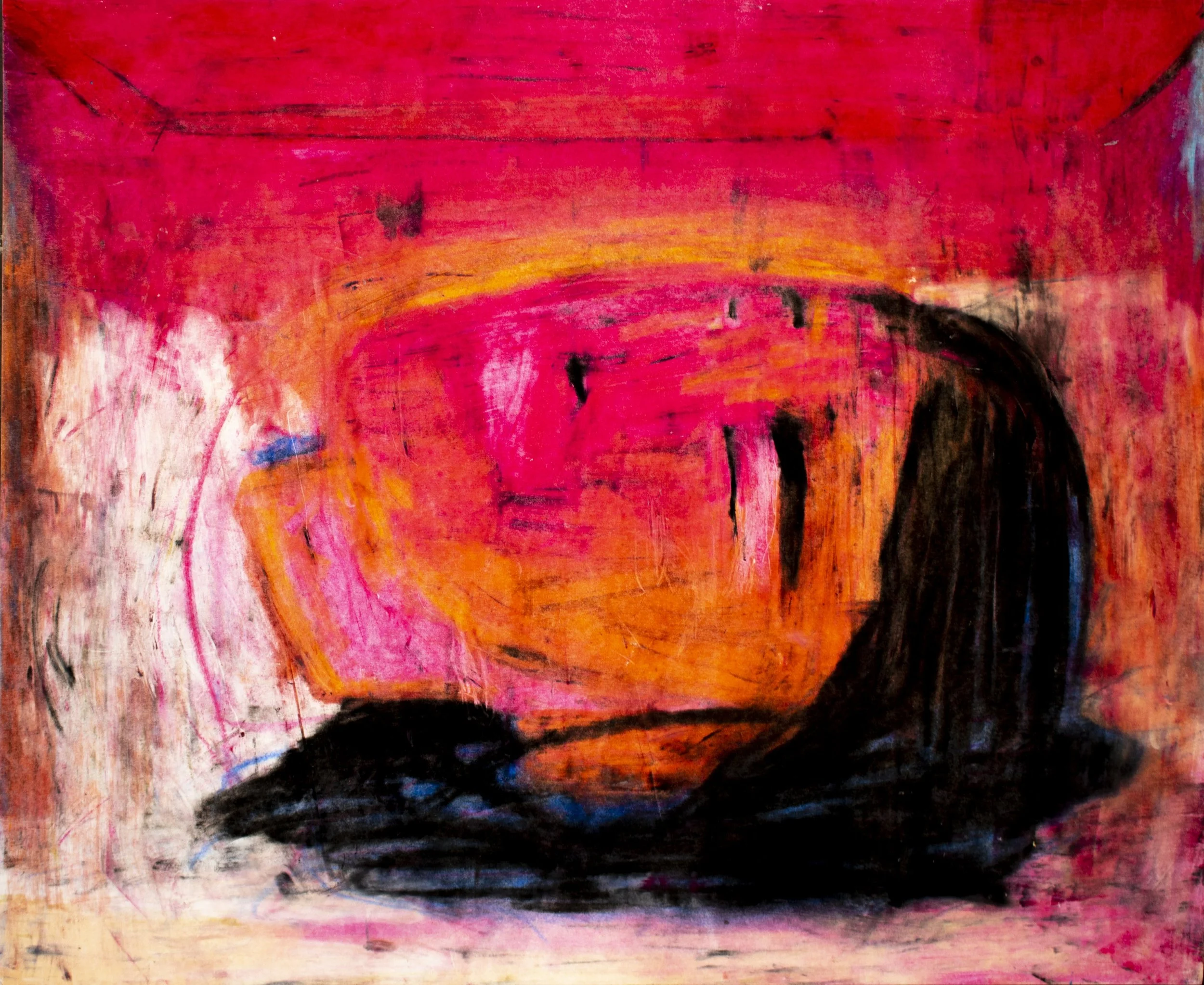 Red light therapy. 2020. Oil pastel on paper. 14 x 17".