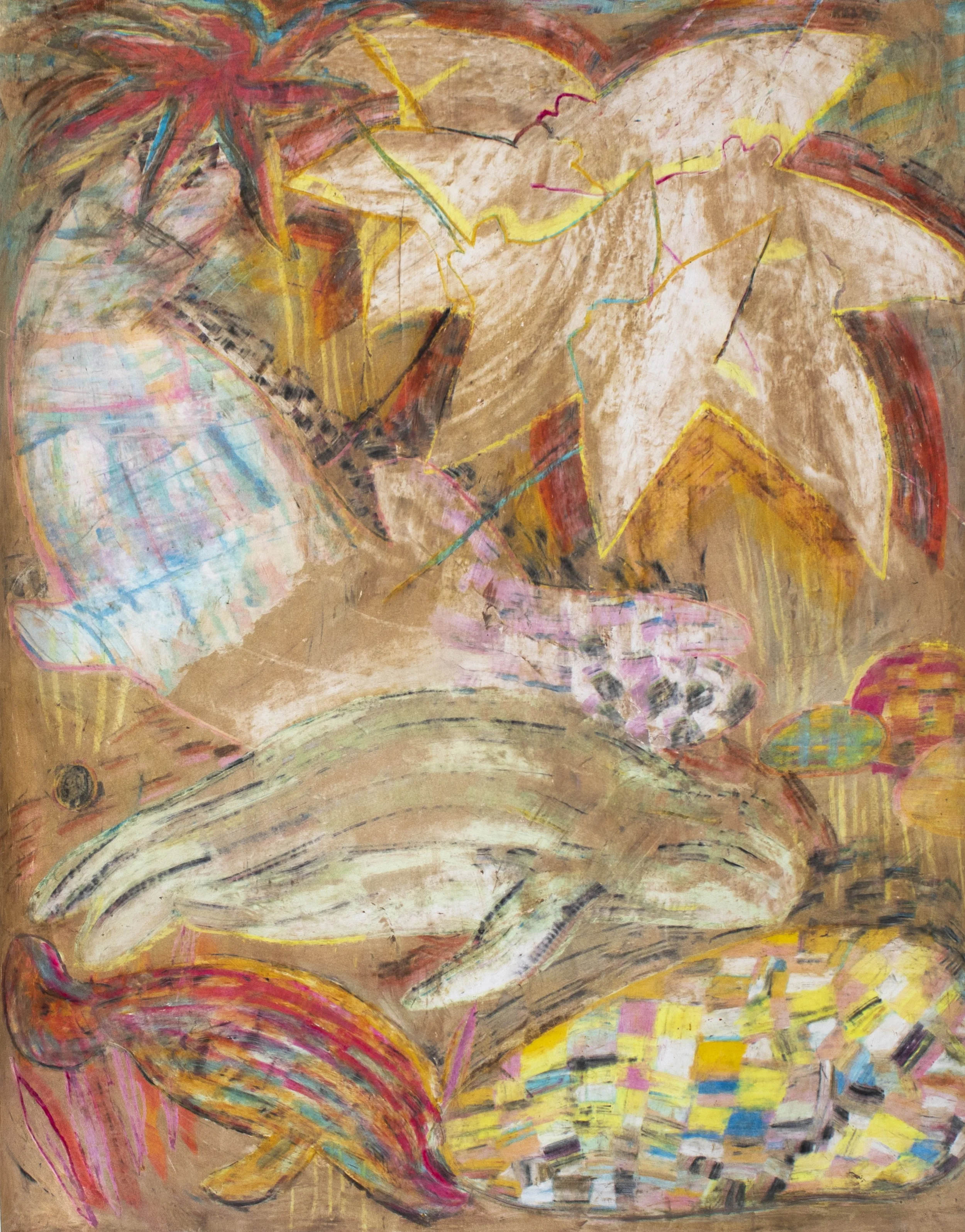 Tumbled. 2020. Oil pastel on paper. 41 7/8 x 33”. In private collection. 