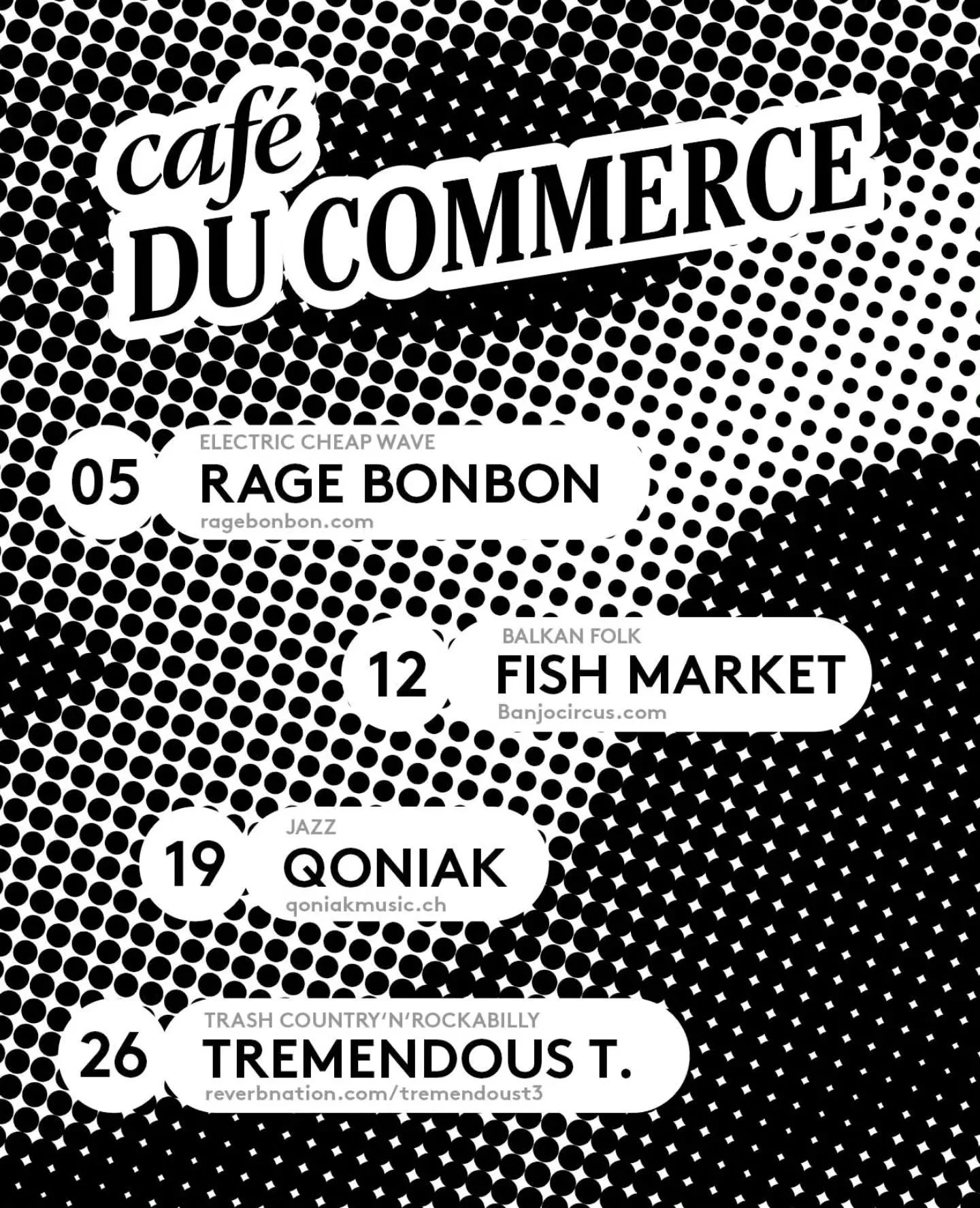 CONCERTS - FEBRUARY  2026 - SHOW 21.00
EINTRITT FREI -  KOLLEKTE : RICHTPREIS 15.- / ENTRE&Eacute; LIBRE - COLLECTE : PRIX INDICATIF 15.-

#caf&eacute;ducommerce #event #&eacute;v&eacute;nement #concert #konzert