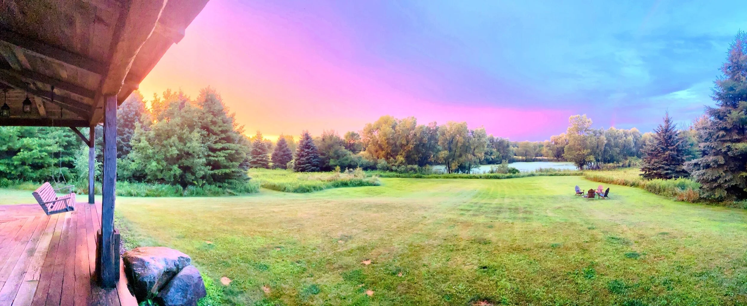 We arrived at Sandhill Cabin in a torrential rain storm, which finally cleared and showed us just what Wisconsin sunsets are made of! The cabin is about 20 minutes from The American Club, down a winding private road in the wilderness.