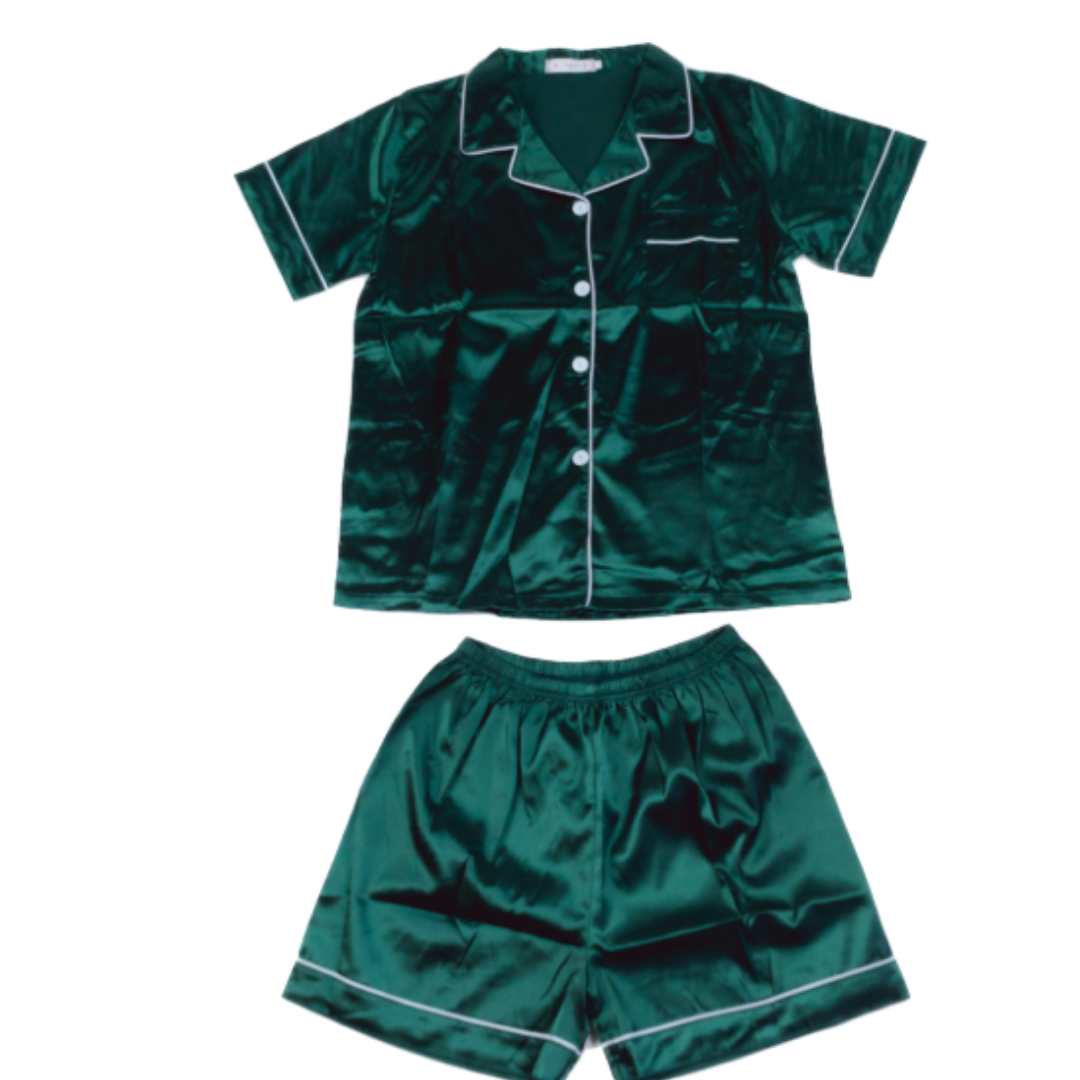 #ChristmasTime Satin Pajama Set (Green)