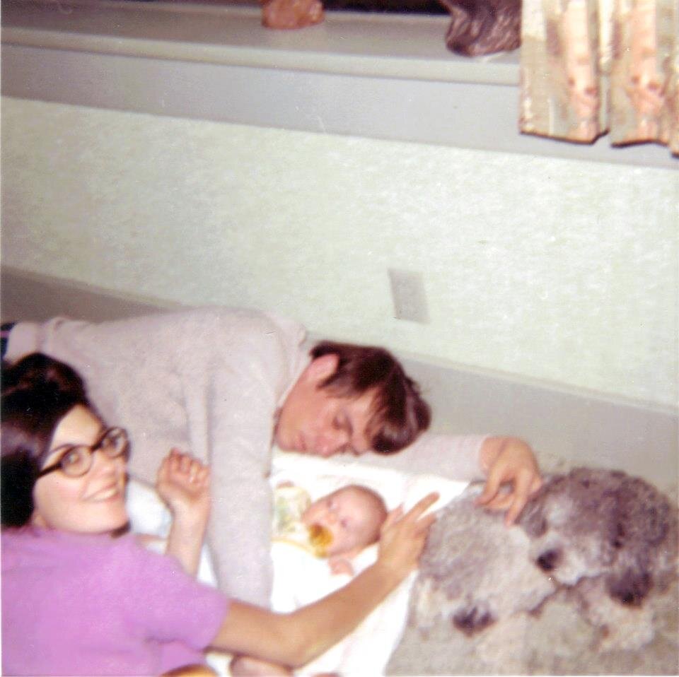 Mom Lynn, Dad Jim, Todd, dog Hooter. December 1971.