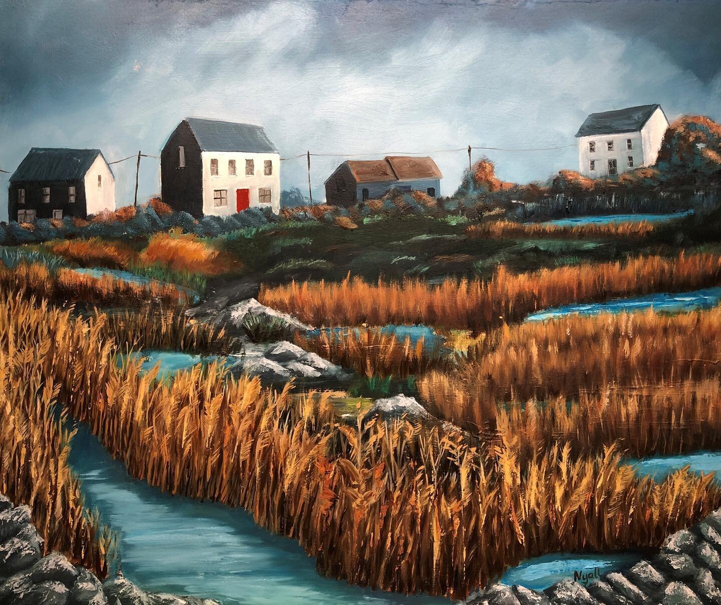 Close-up of one of my new paintings in @theboathousegallery