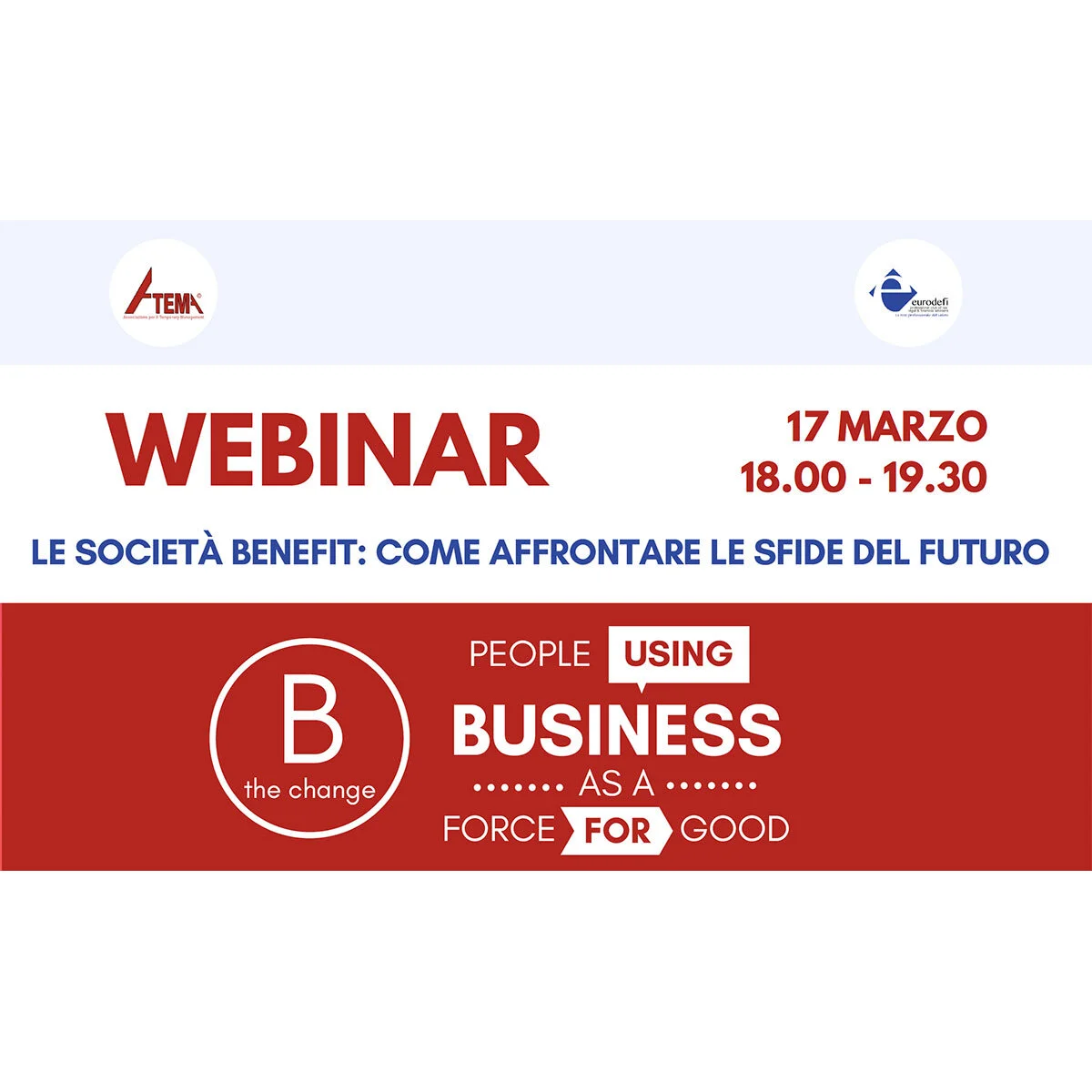 Webinar: Le Società Benefit (SB) - Come affrontare le sfide del futuro