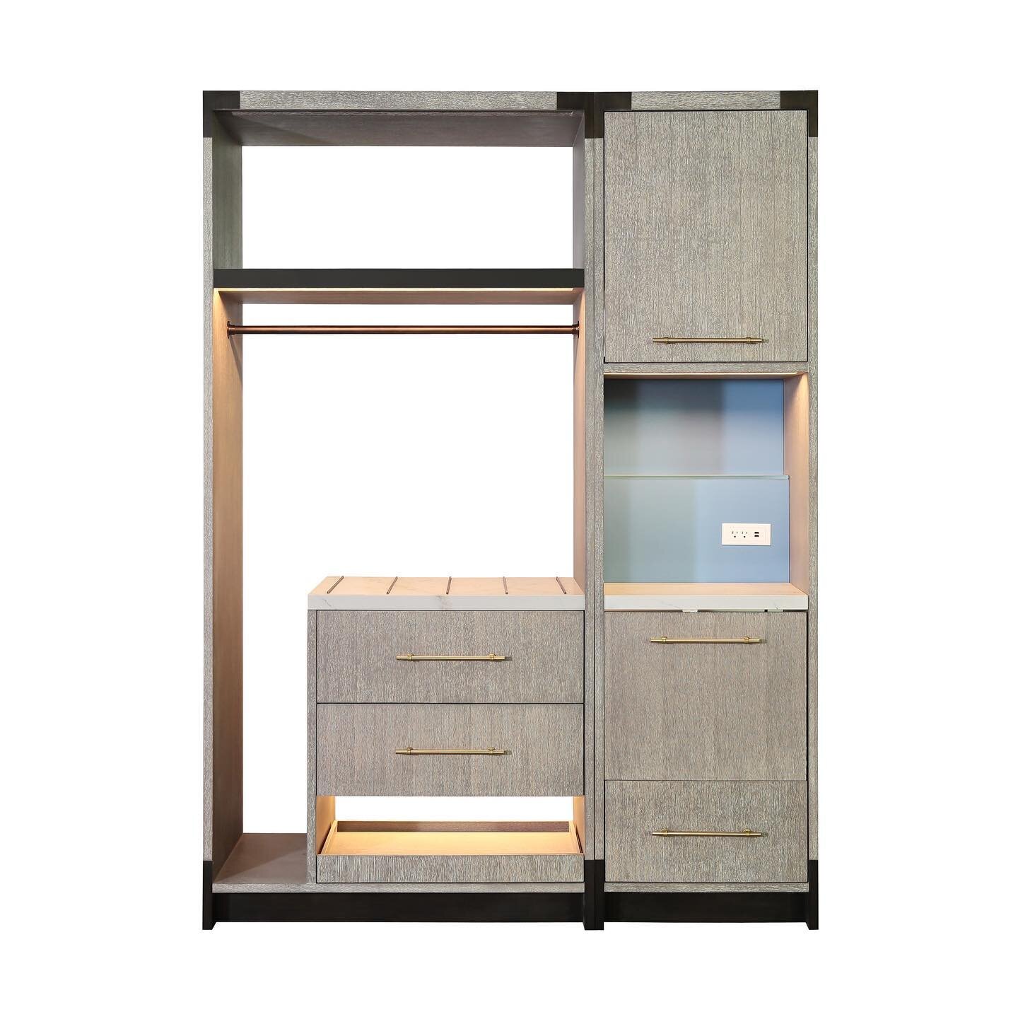 Multi-Functional ~ 
A luggage holder, closet, and bar unit in one! Compact, minimal and complete with the perfect finishes for an effortlessly sleek and functional design.
&nbsp;
You can explore some of our standard finish collections here: https://w