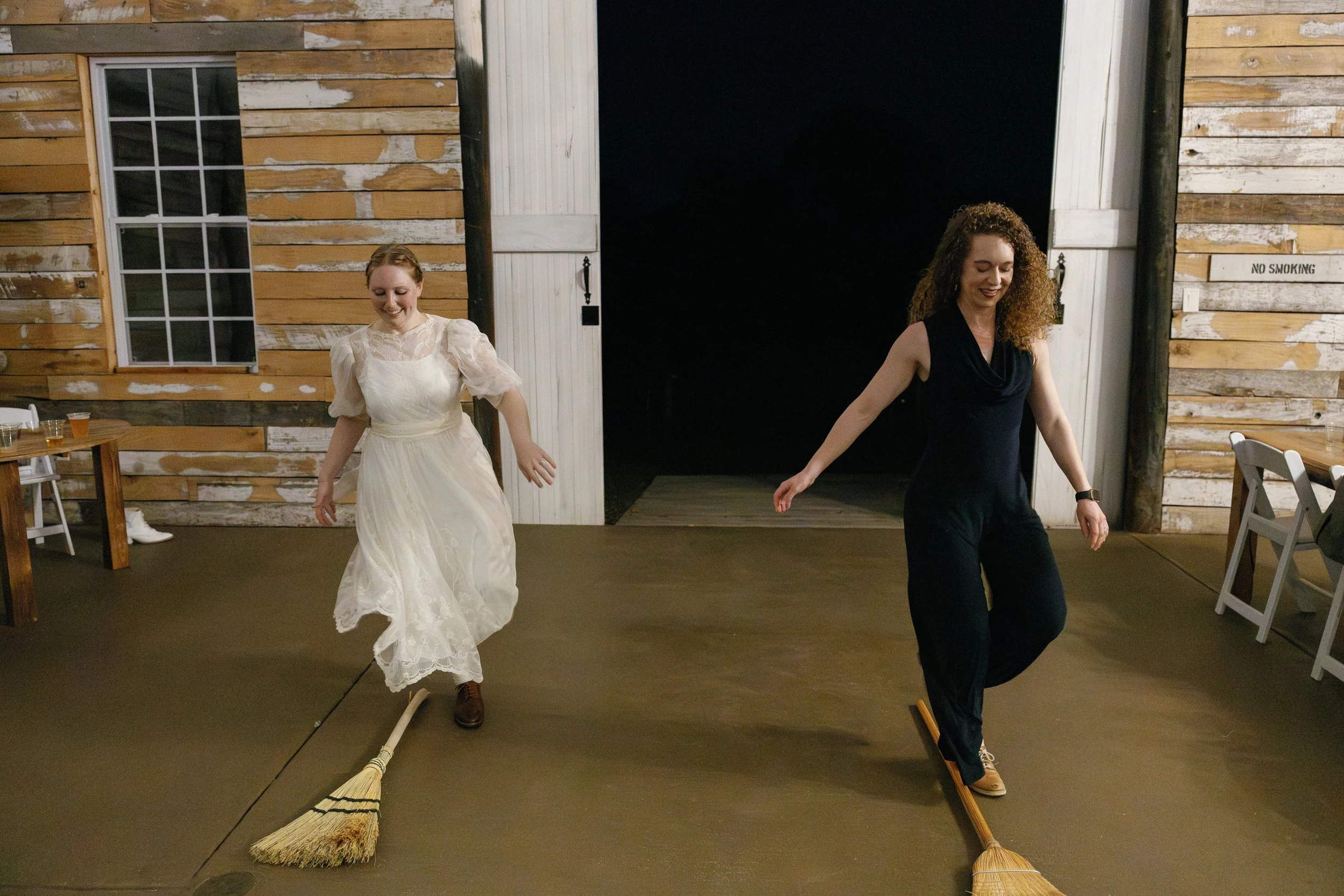 Miranda and her teacher Allison performing a Sean Nós brush dance at Miranda's wedding reception