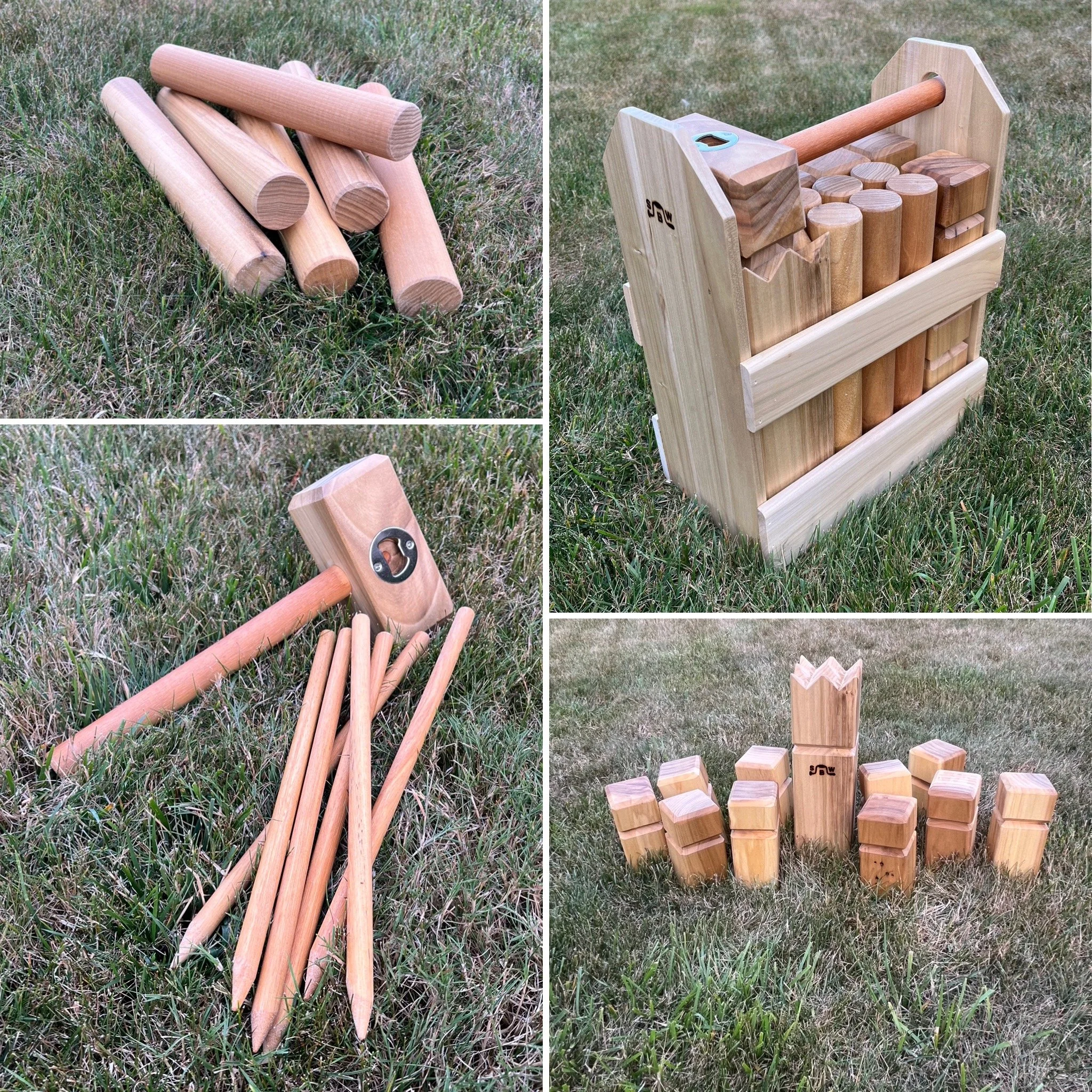 Kubb set with Carrying Case; Reclaimed Poplar Wood