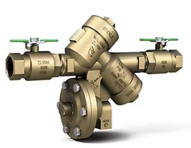 Industrial valve with multiple connections and control handles.