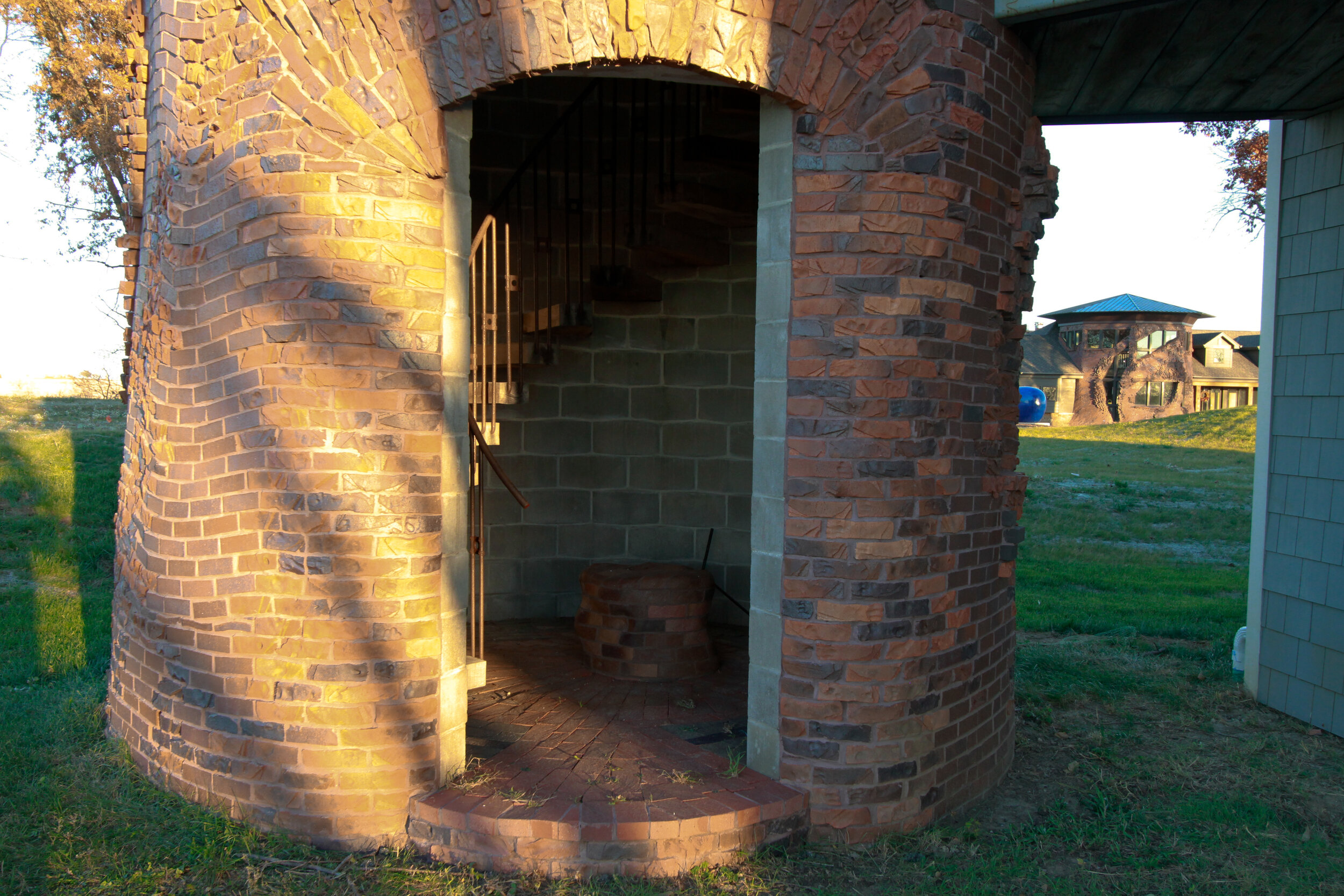 doorway into silo of carved brick