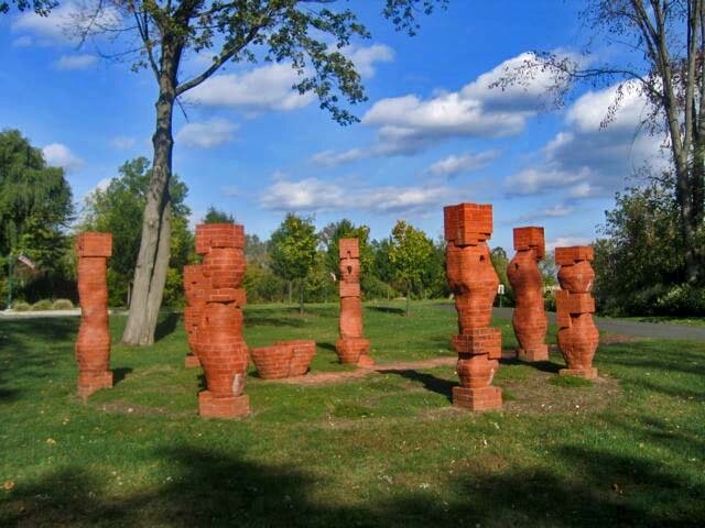 Carved brick columns at Haverstraw Trophy Park