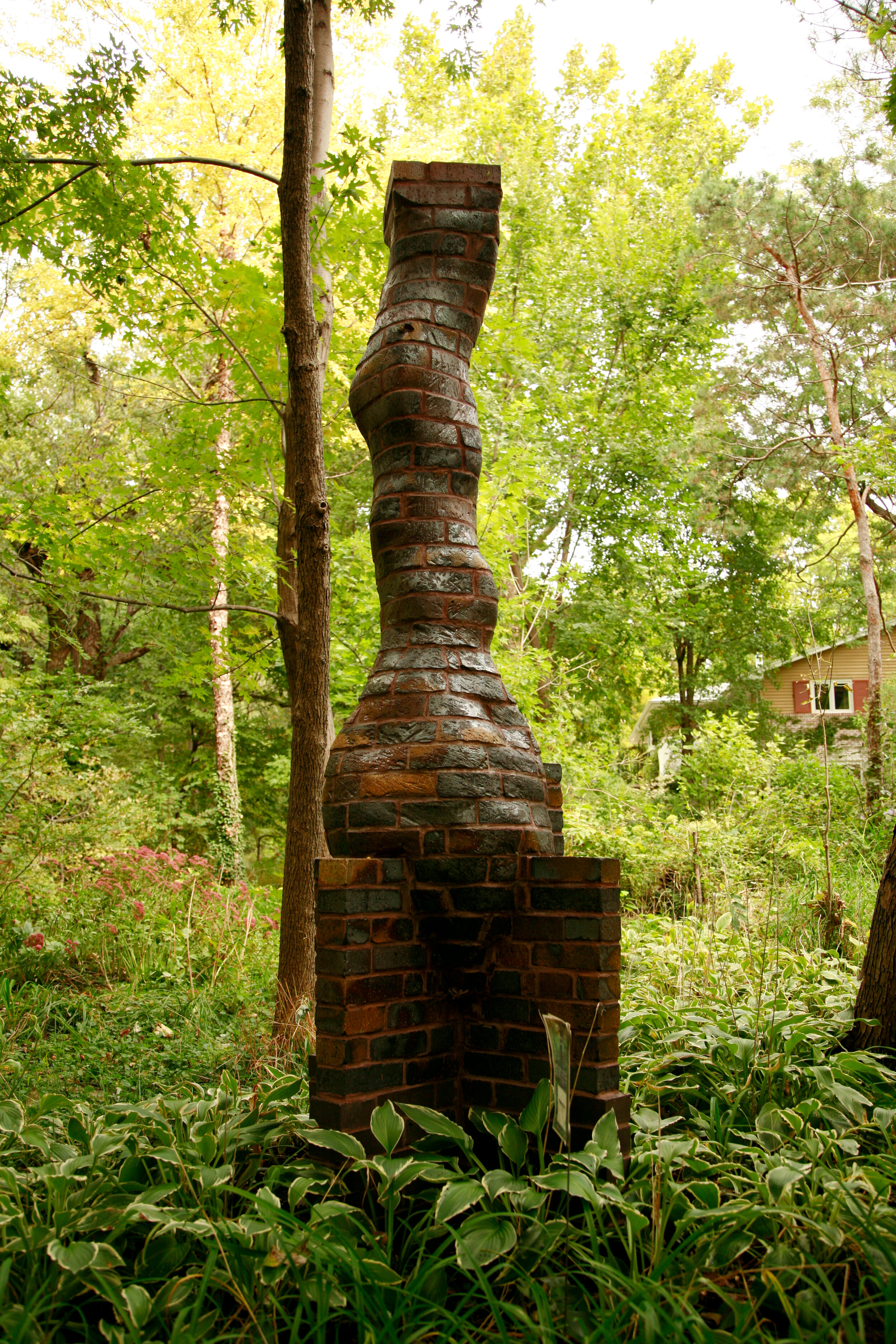 Salt Column installed in garden, twisted shape