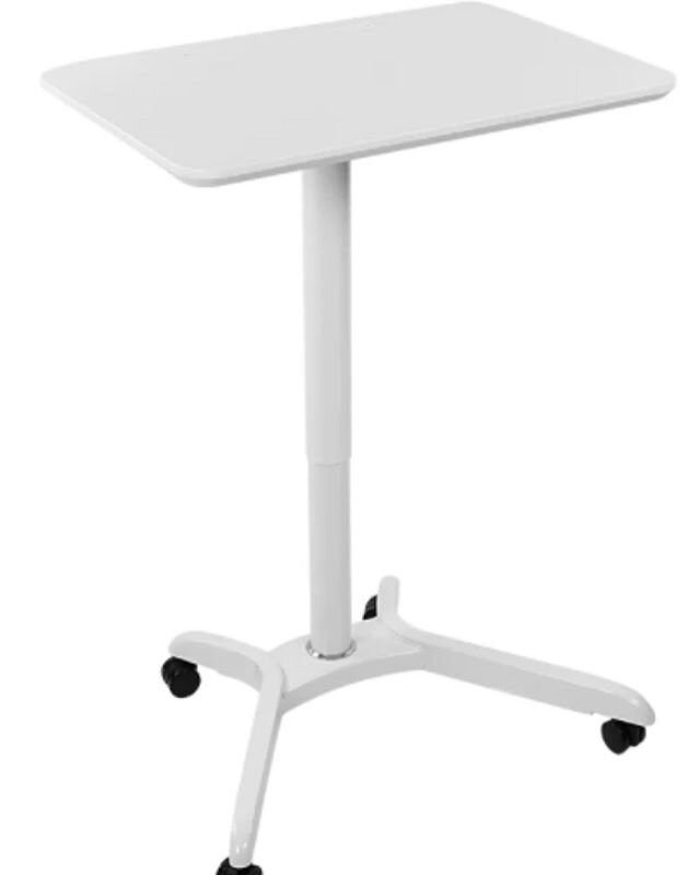 @wayfair by Symple Stuff, Hagen Adjustable Laptop Cart. Great solution for home office when you are short on space. #standupdesk #adjustabledesk #adjustableheightdesk #laptopcart